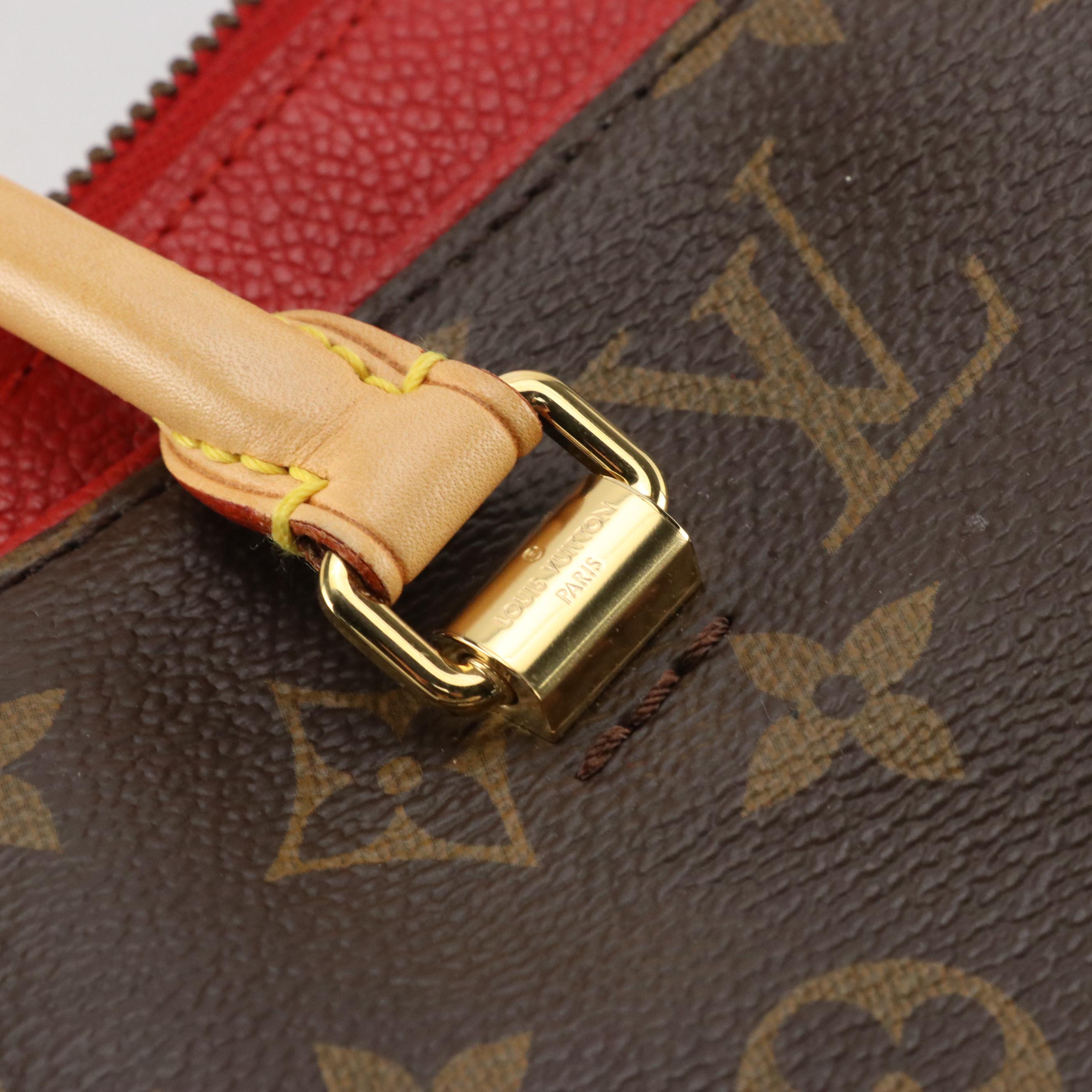 Louis Vuitton Pallas MM Two-Way Bag in Monogram Canvas and Red Leather Accents