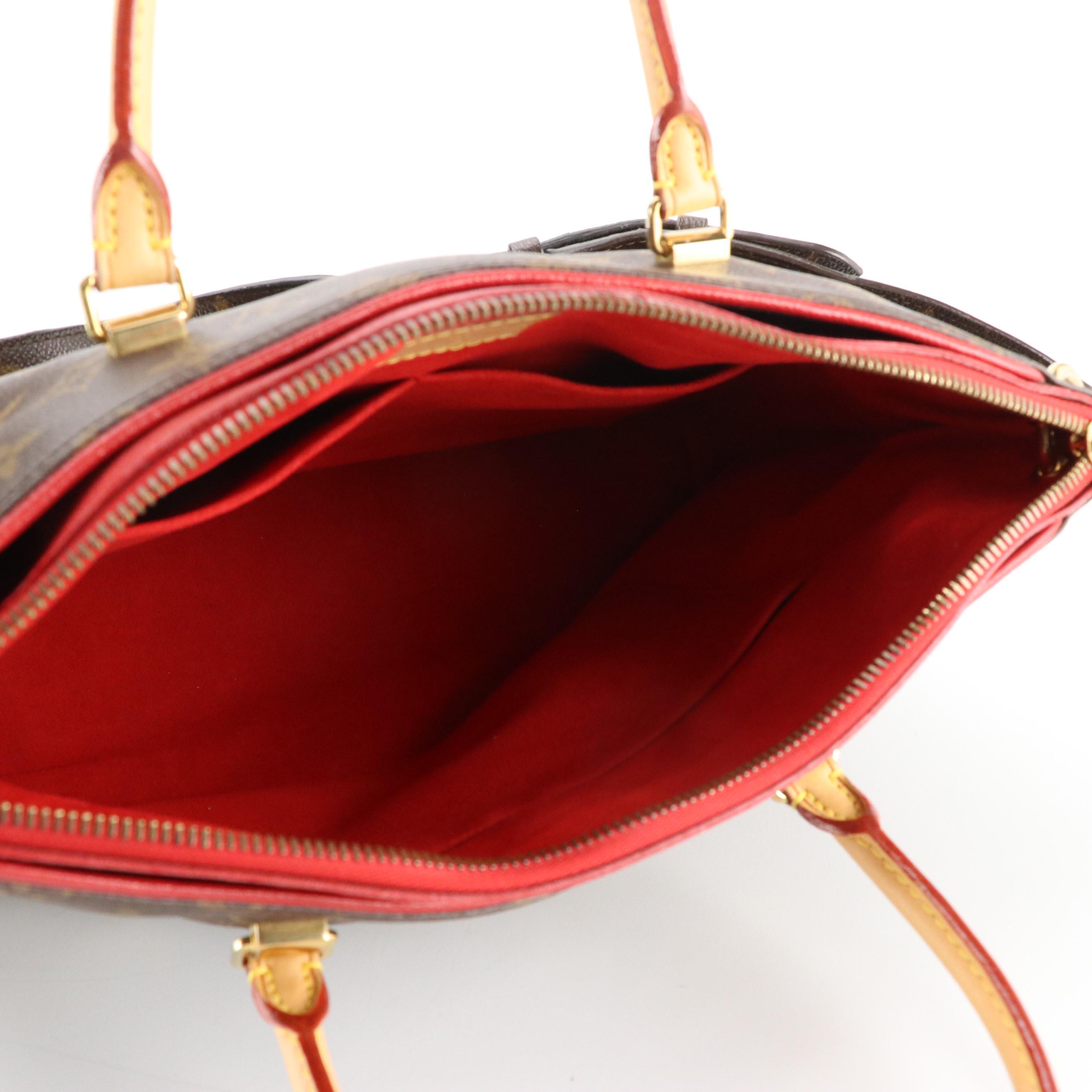 Louis Vuitton Pallas MM Two-Way Bag in Monogram Canvas and Red Leather Accents