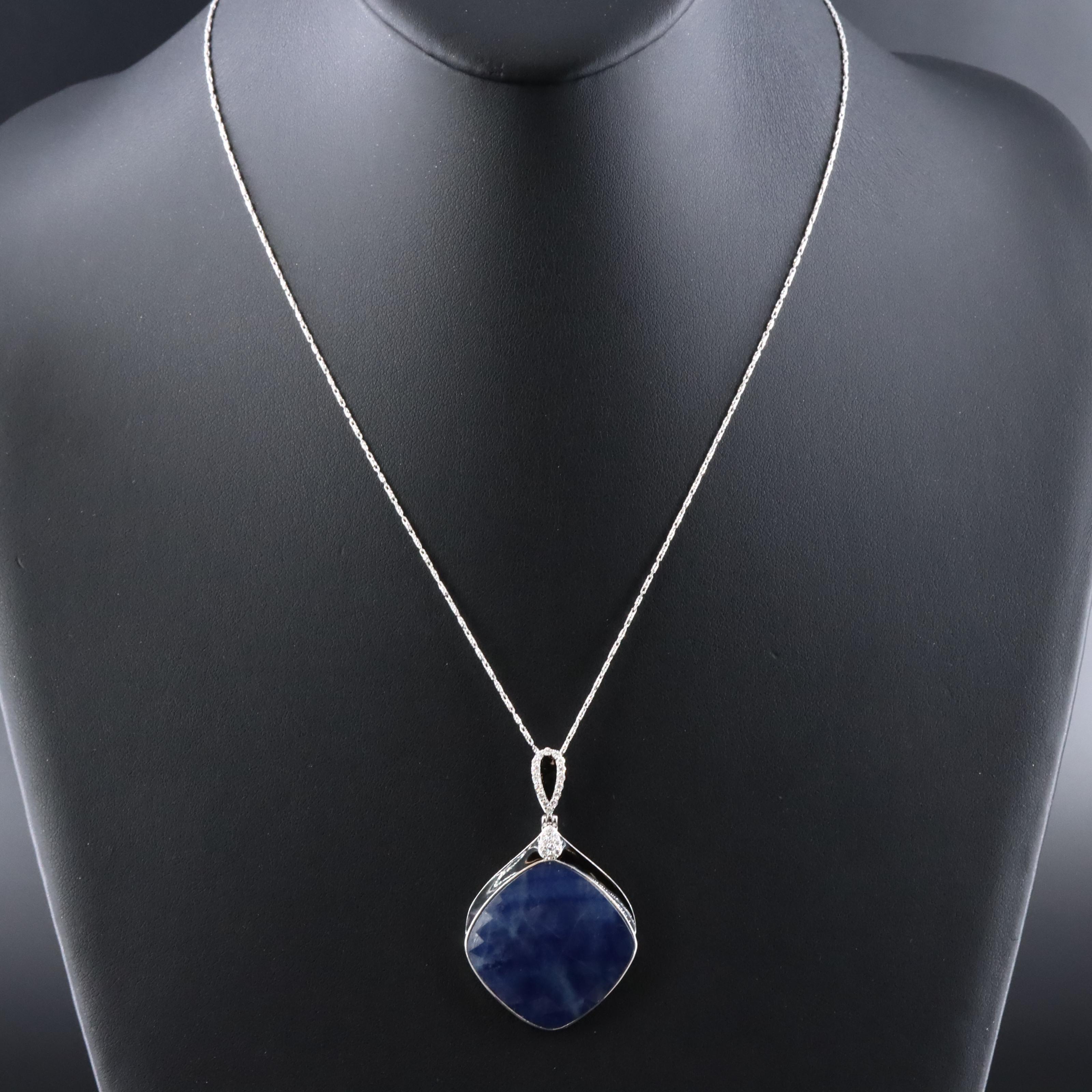 Oscar Friedman 27.42 CT Sapphire, Diamond and Enamel Pendant Necklace