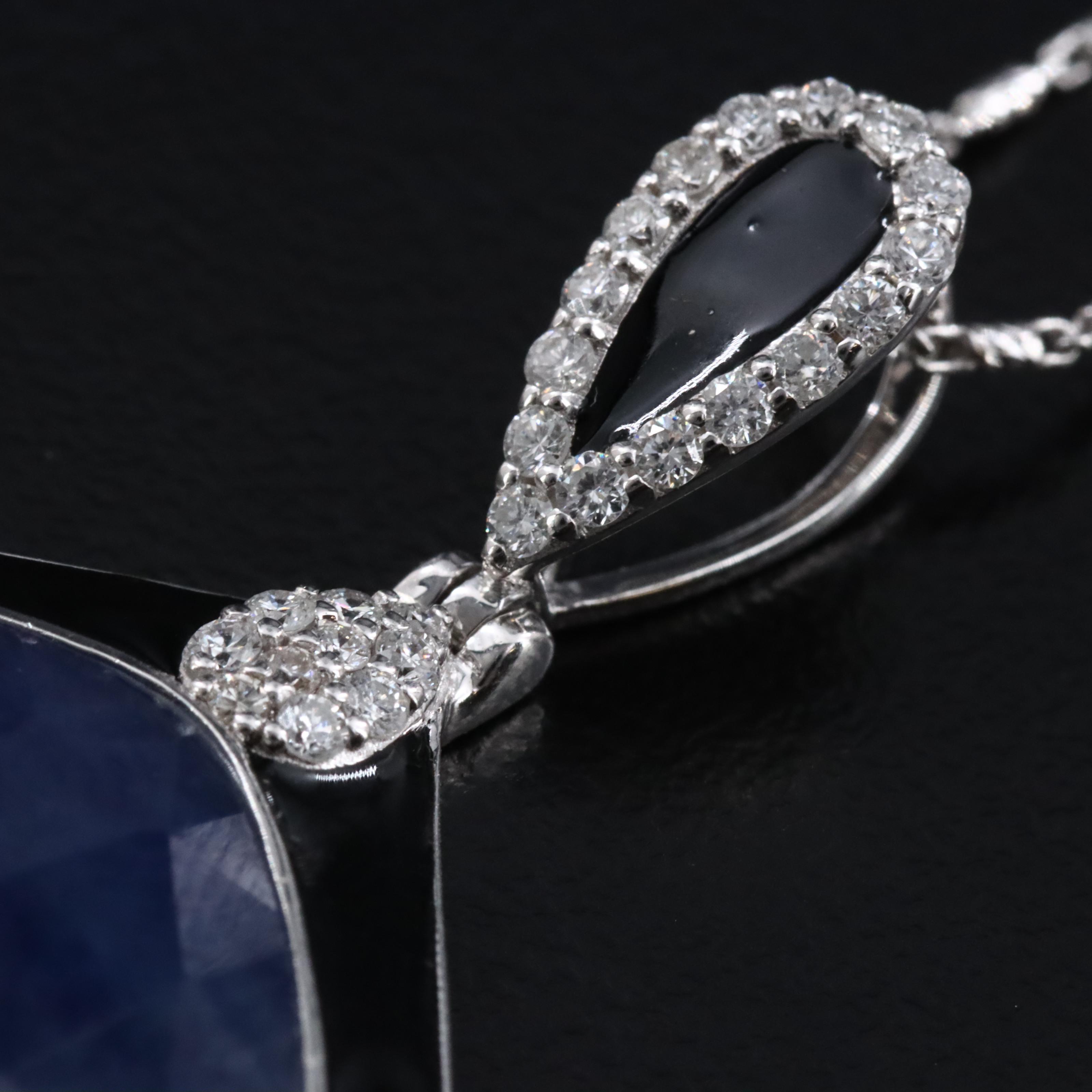 Oscar Friedman 27.42 CT Sapphire, Diamond and Enamel Pendant Necklace