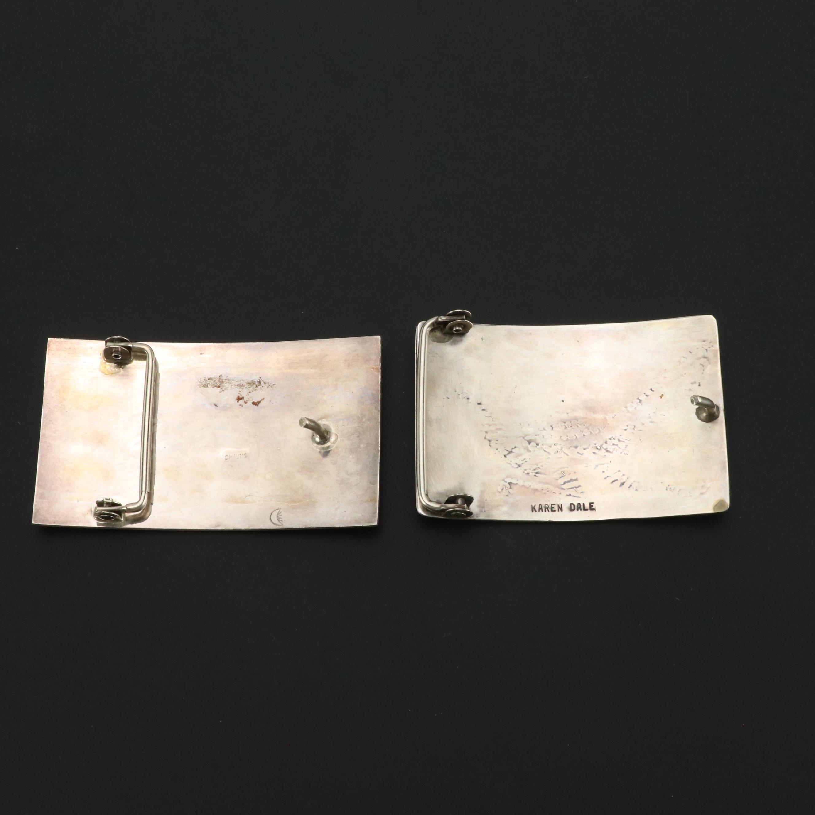 Karen Dale and Other Native American Sterling Overlay Belt Buckles