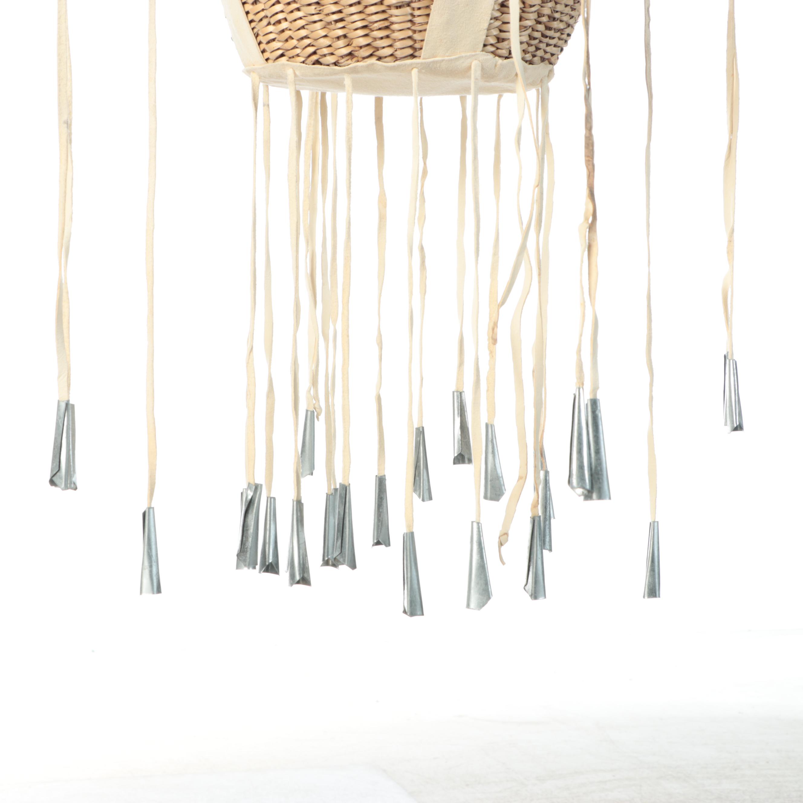 Carla Kinnen Indé (Apache) Cottonwood and Willow Burden Basket with Jingles