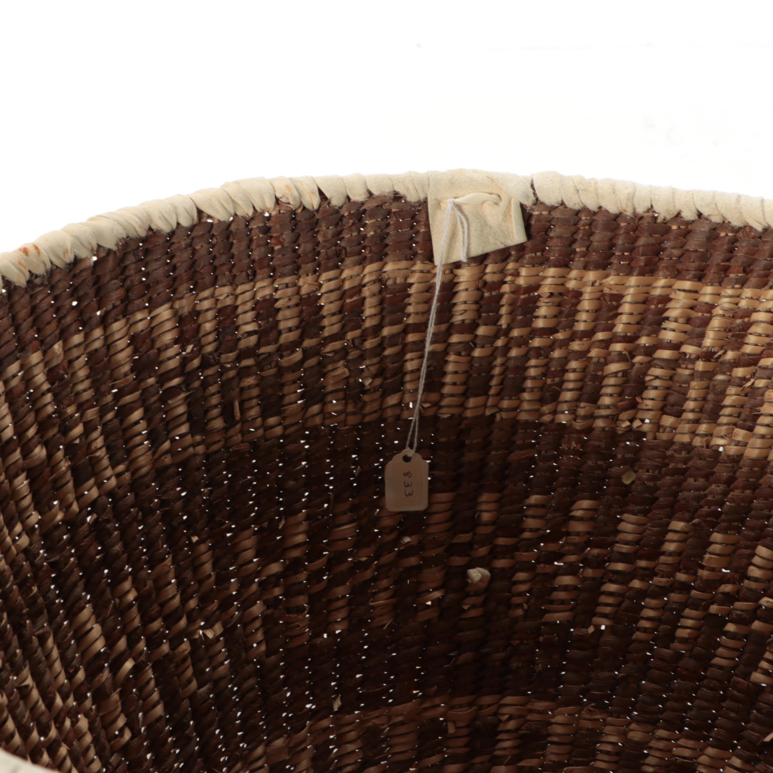 Carla Kinnen Indé (Apache) Cottonwood and Willow Burden Basket with Jingles