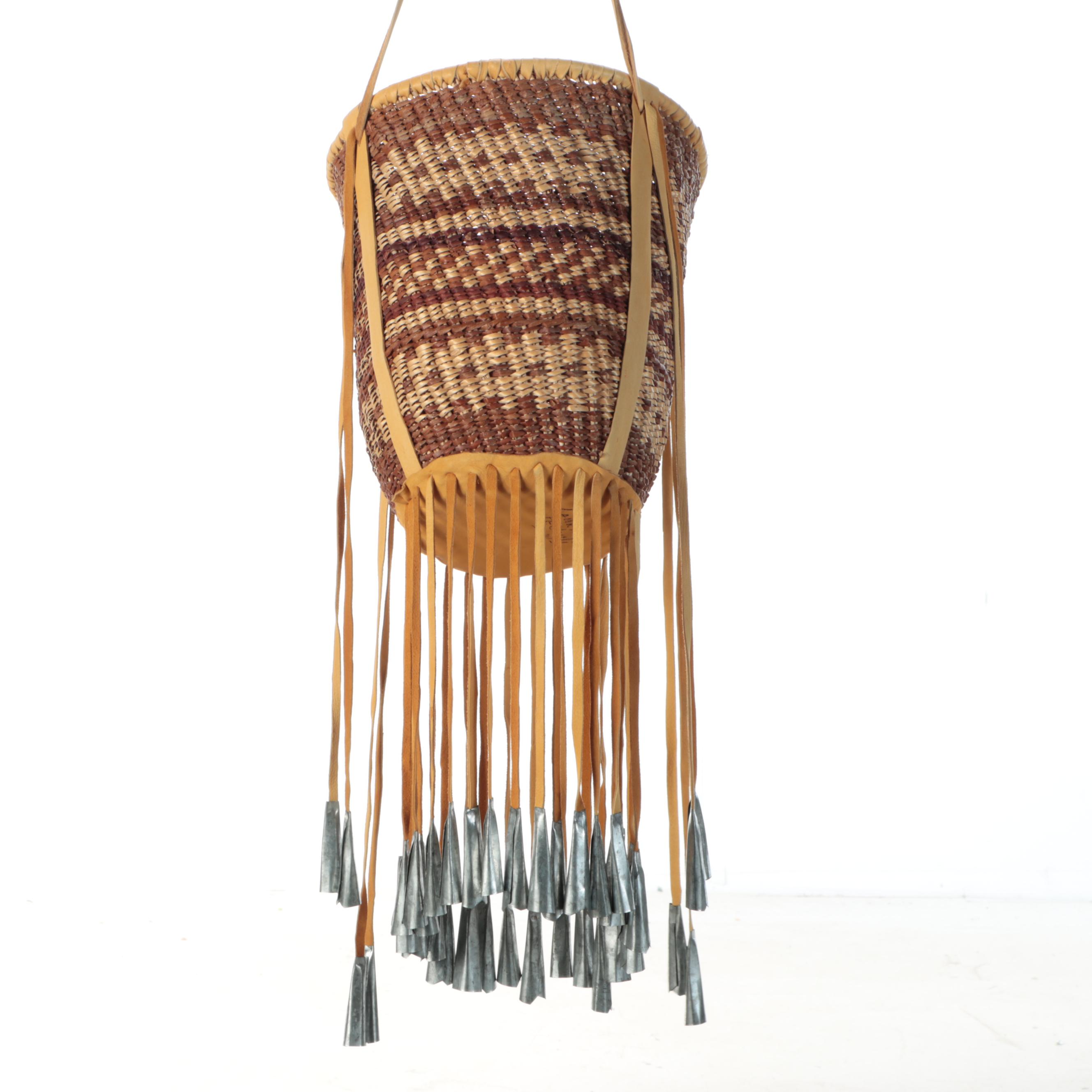 Laura Pechuli Indé (Apache) Willow Burden Basket with Metal Jingles