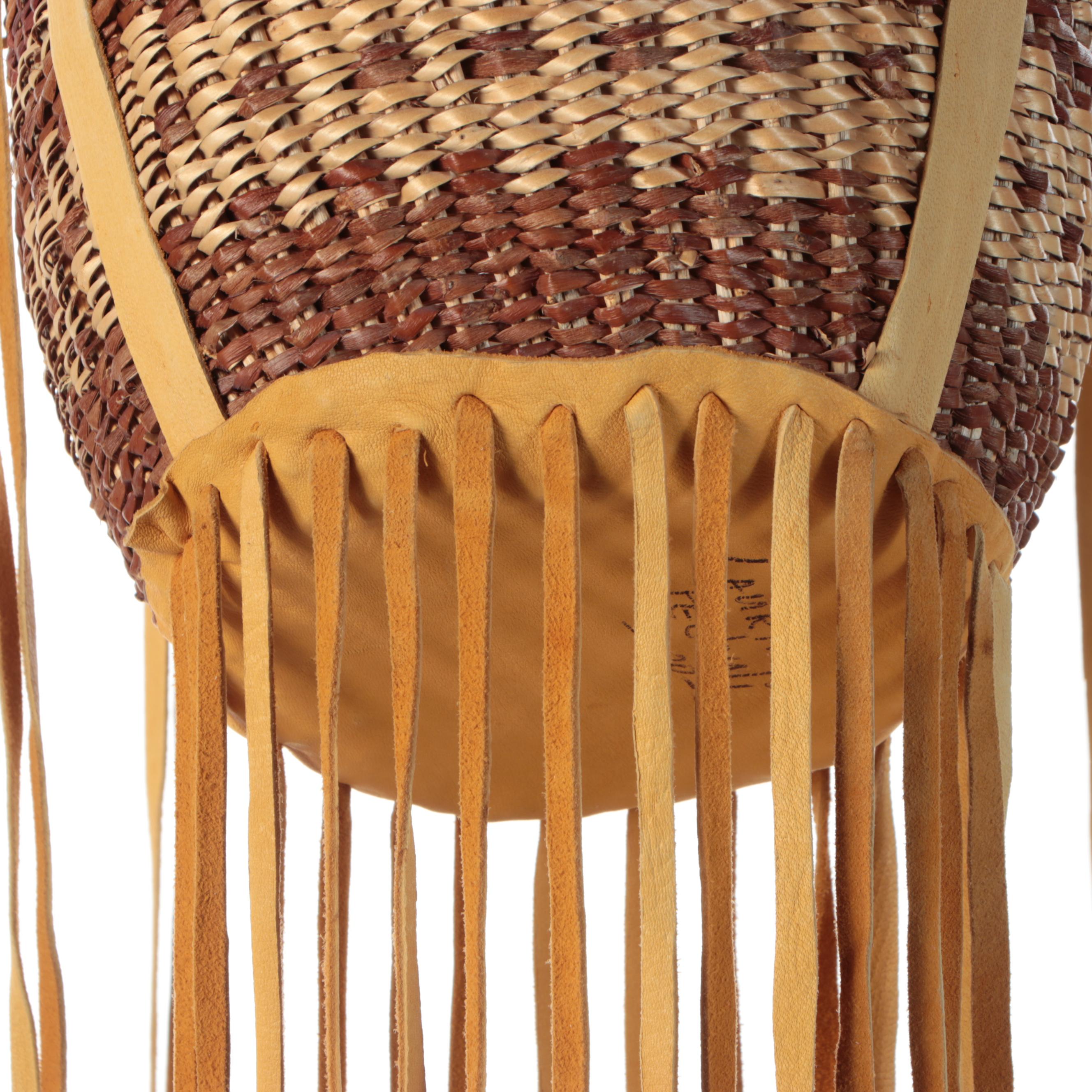 Laura Pechuli Indé (Apache) Willow Burden Basket with Metal Jingles