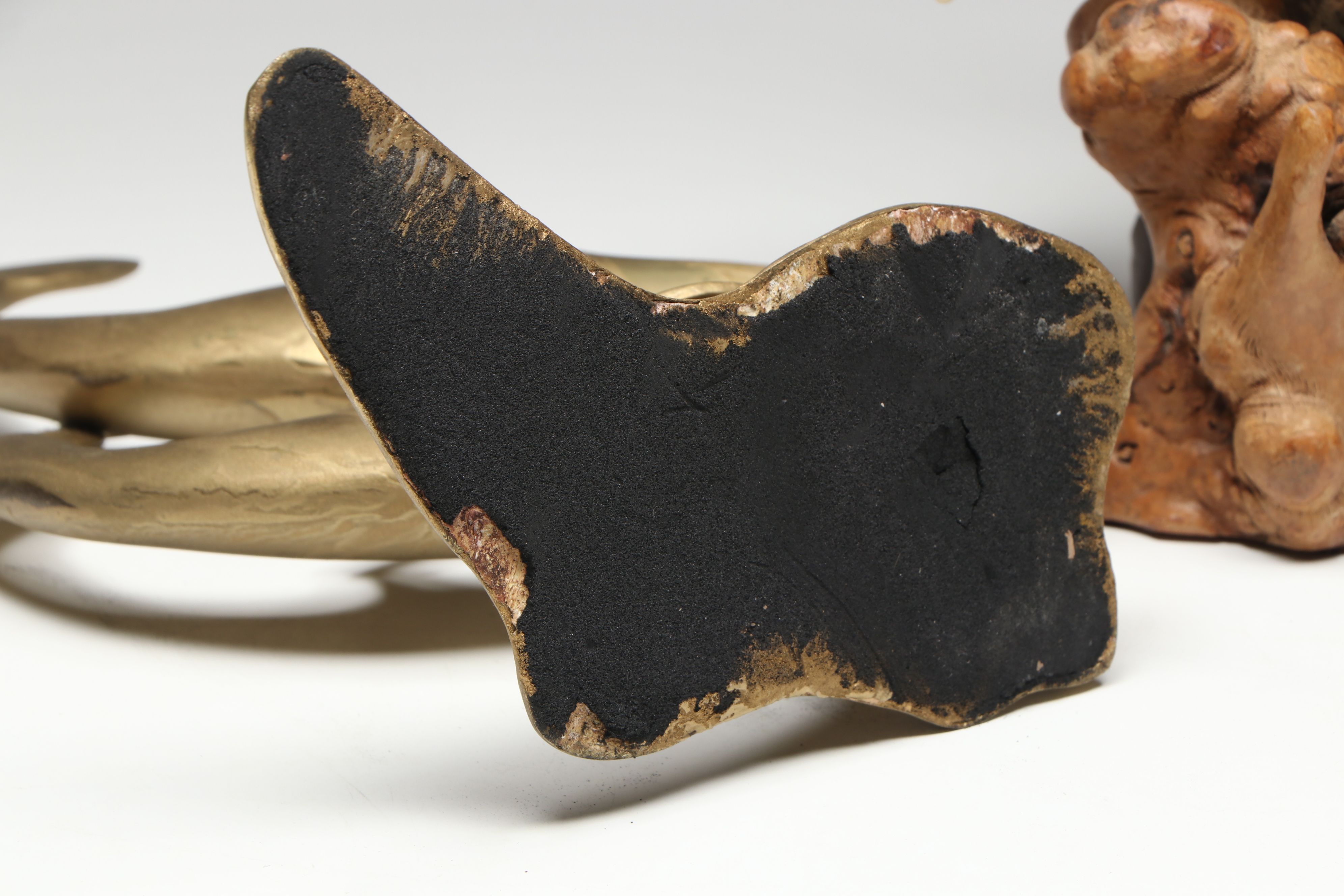 John Perry Studio Manta Ray on Burlwood Sculpture and Other Dolphin Figure