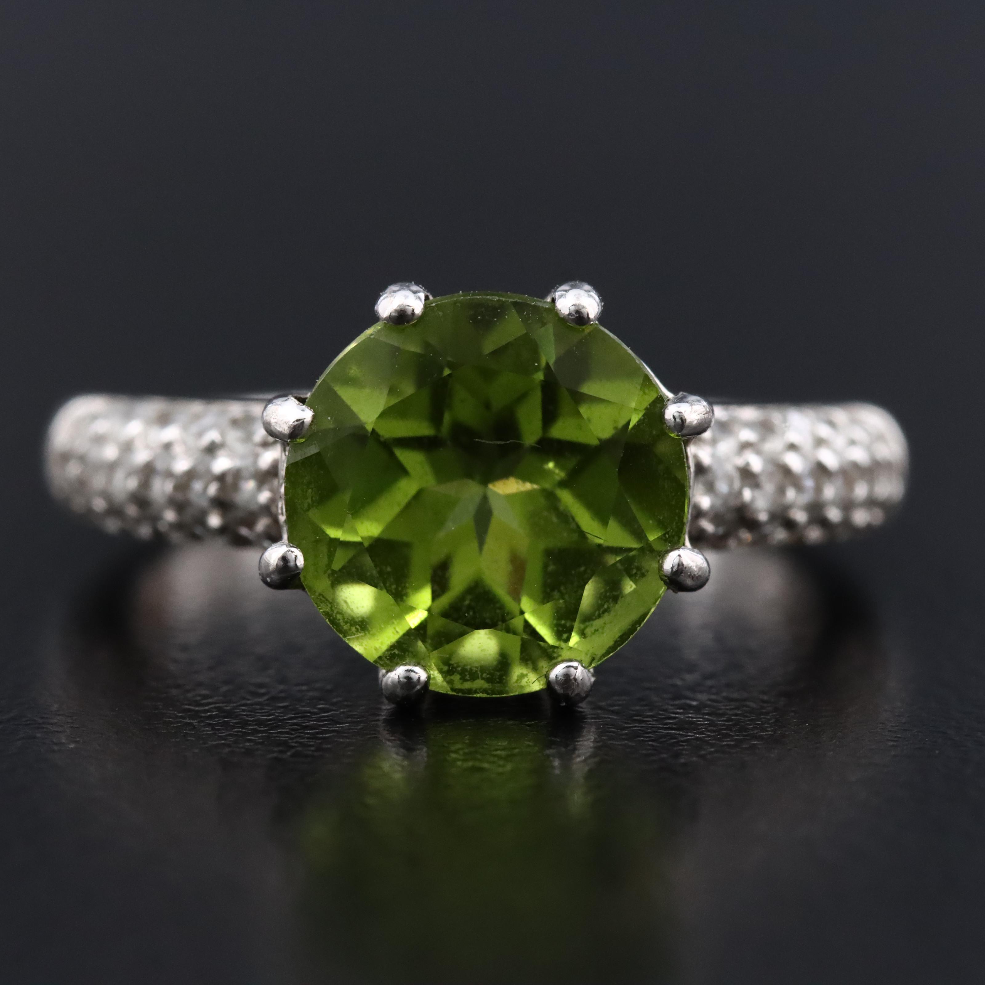Sterling Peridot and White Topaz Ring