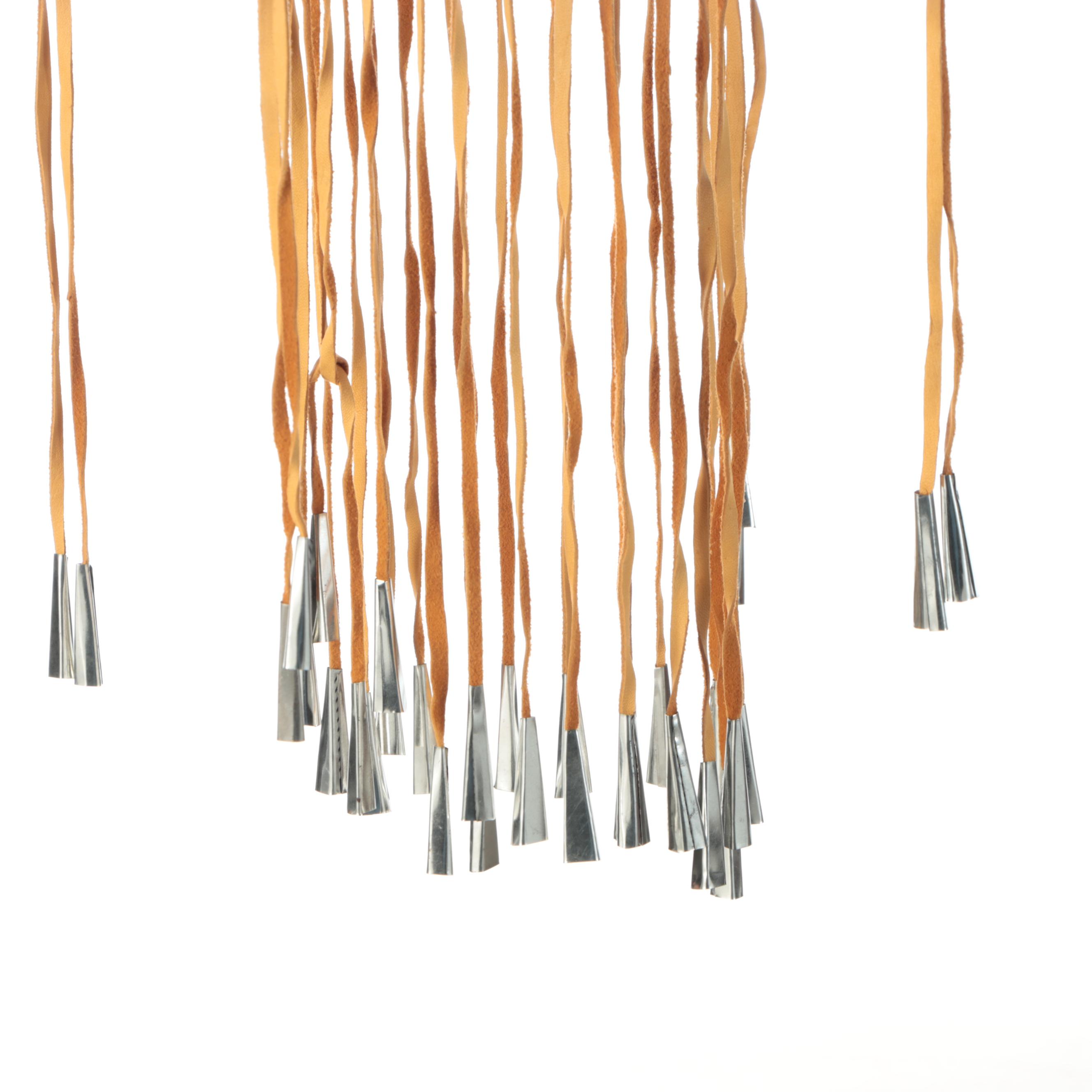 Indé (Apache) American Southwest Willow and Leather Burden Basket with Jingles