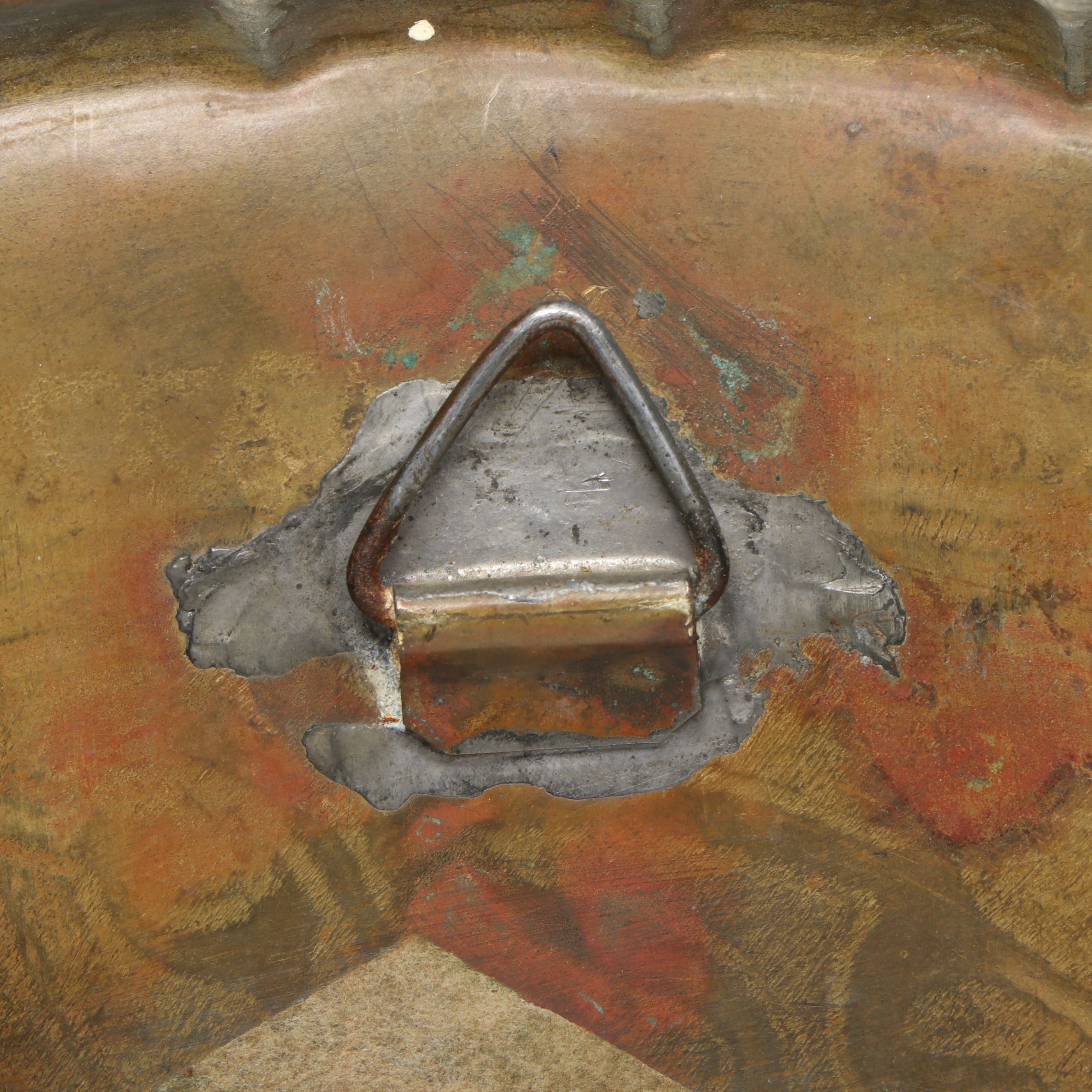 Mughal Indian Chased Brass Aftaba Pitcher and Turkish Brass Wall Tray