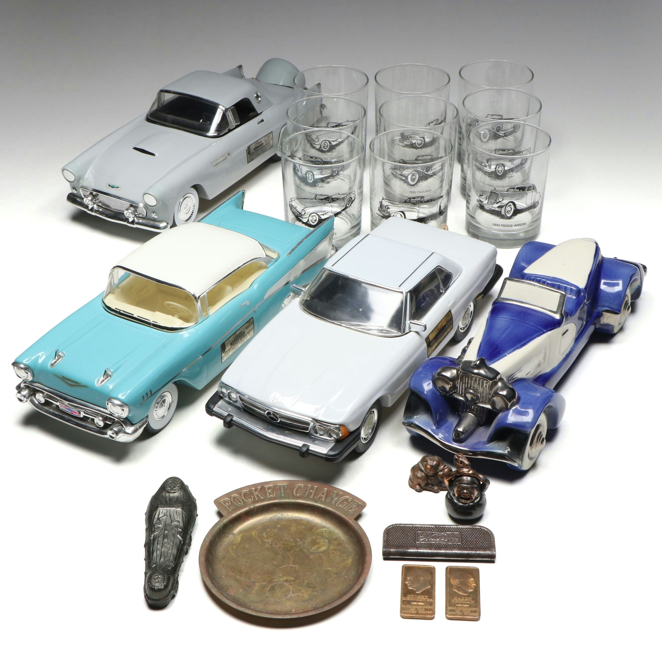 Jim Beam Thunderbird and Bel-Air Decanters, Old Fashioned Glasses and More