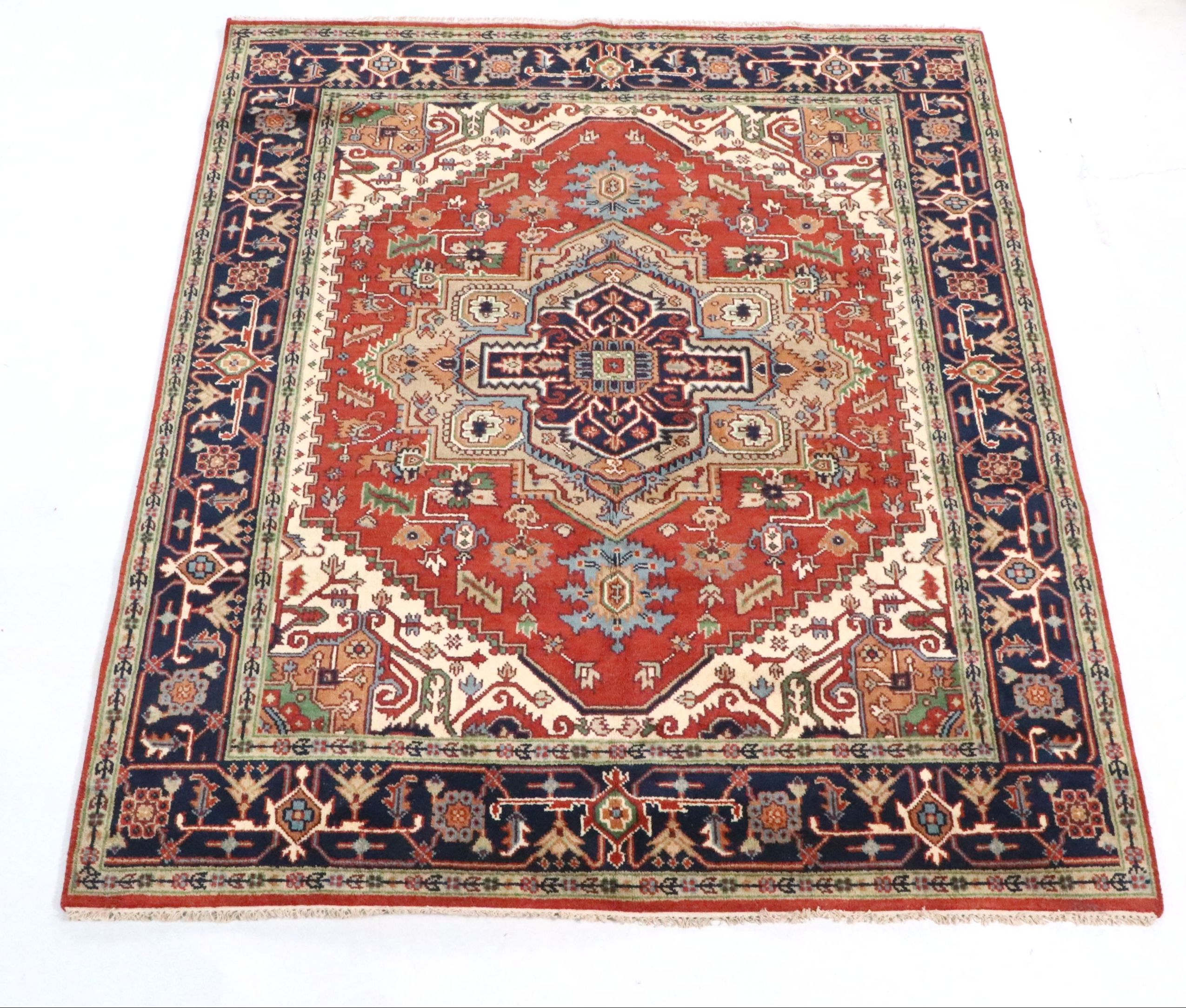 8' x 9'11 Hand-Knotted Indo-Persian Heriz Serapi Area Rug