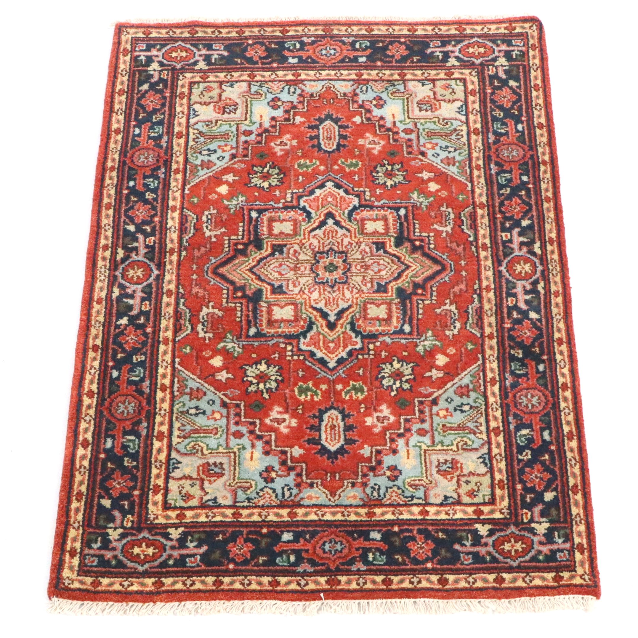 4' x 7'3 Hand-Knotted Indo-Persian Heriz Style Area Rug