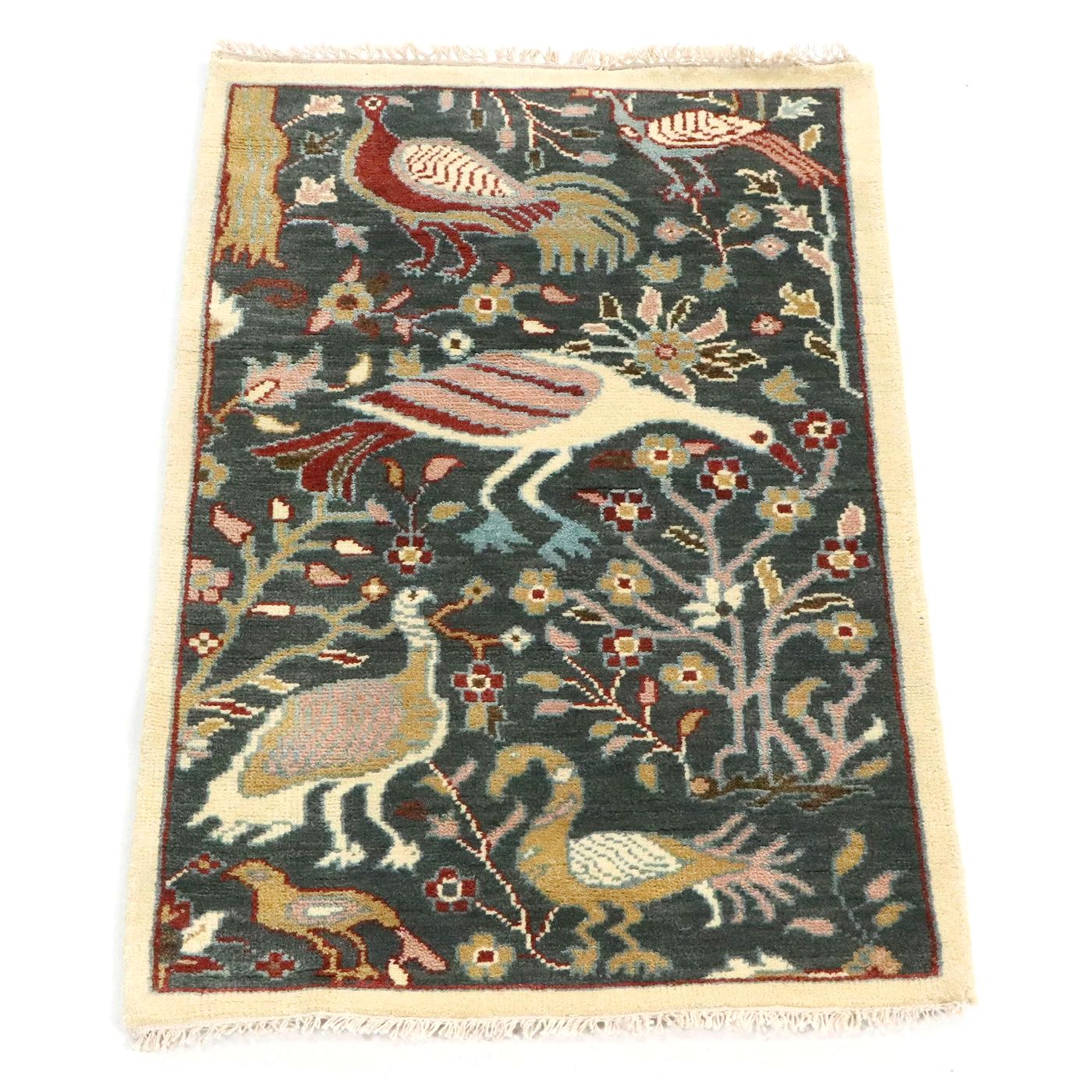 3' x 5'3 Hand-Knotted Indo-Persian Ziegler Pictorial Area Rug