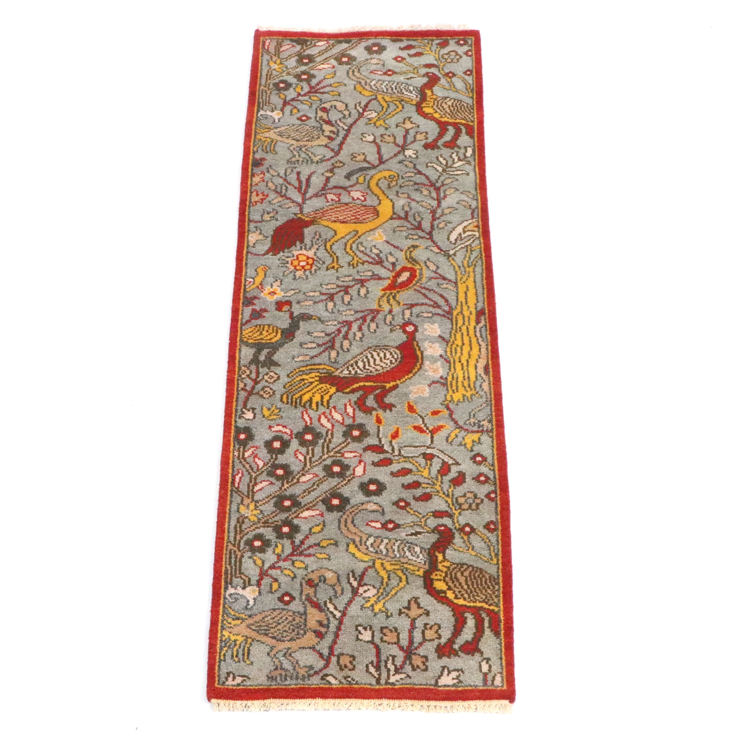 2'7 x 8'2 Hand-Knotted Indo-Persian Ziegler Pictorial Carpet Runner