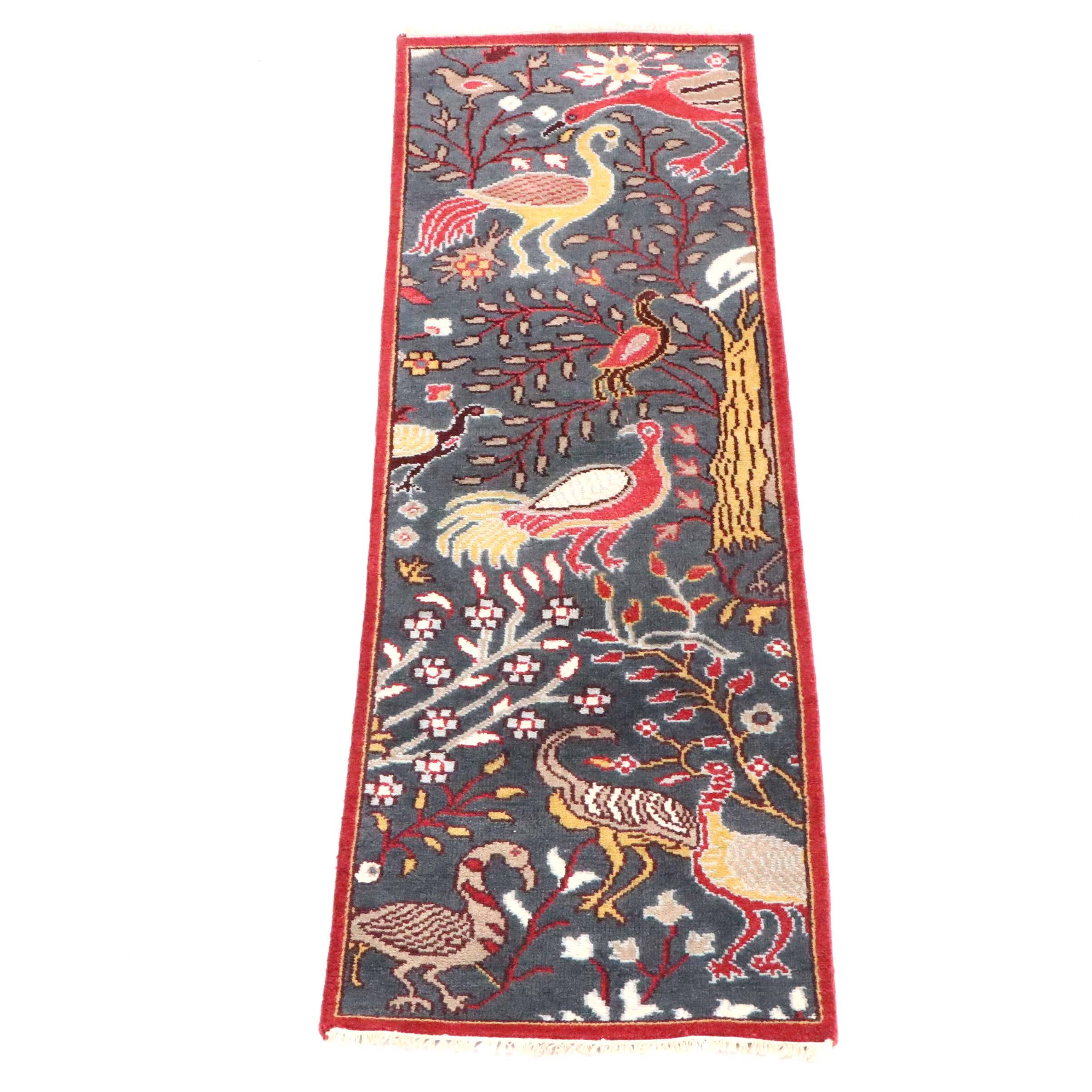 2'5 x 8' Hand-Knotted Indo-Persian Ziegler Pictorial Carpet Runner