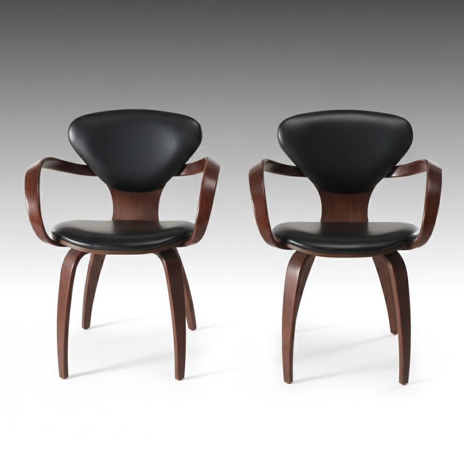 Pair of Norman Cherner for Plycraft "Pretzel" Walnut Bentwood Armchairs