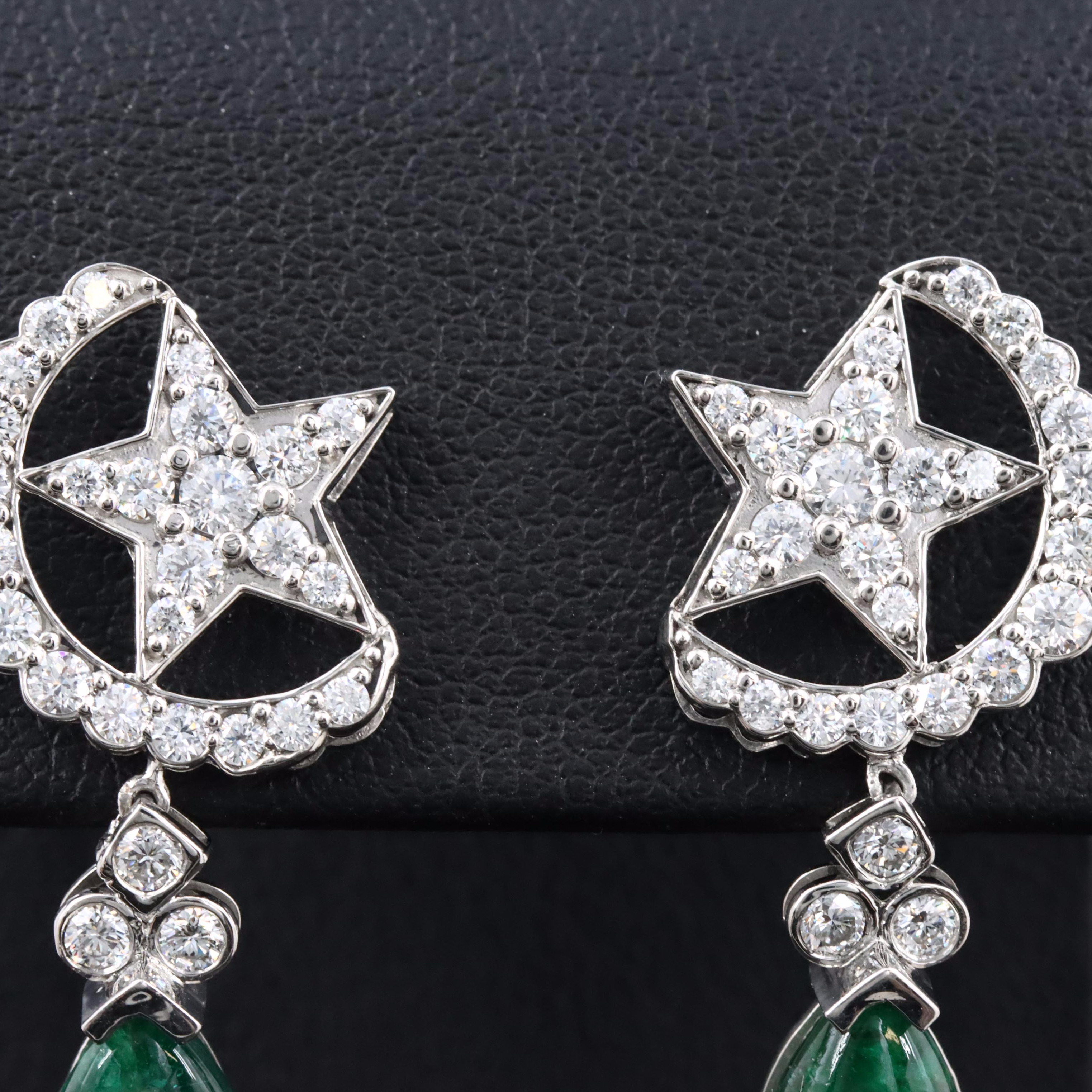 Platinum 3.45 CTW Emerald and 1.48 CTW Diamond Earrings