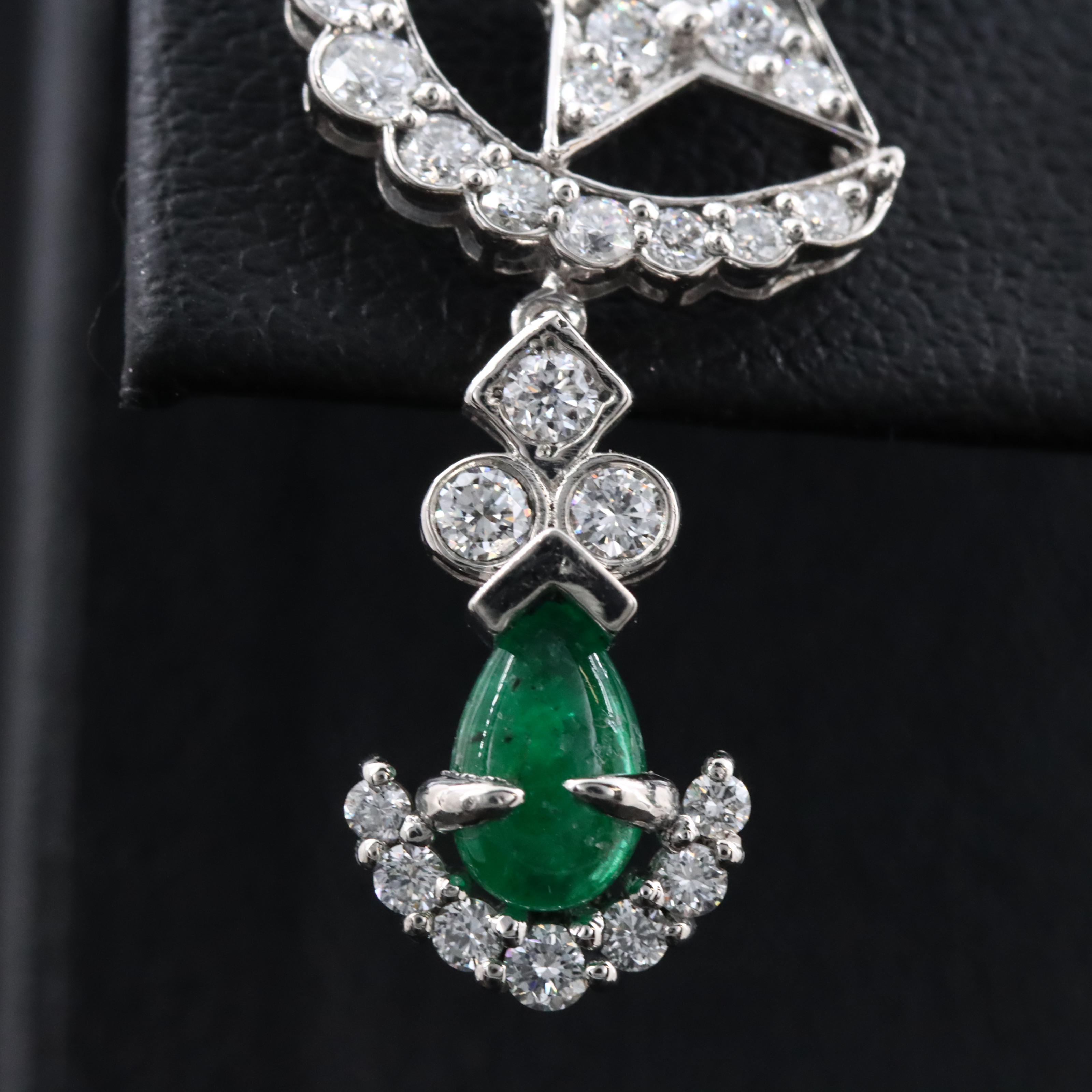 Platinum 1.16 CTW Emerald and 1.44 CTW Diamond Earrings