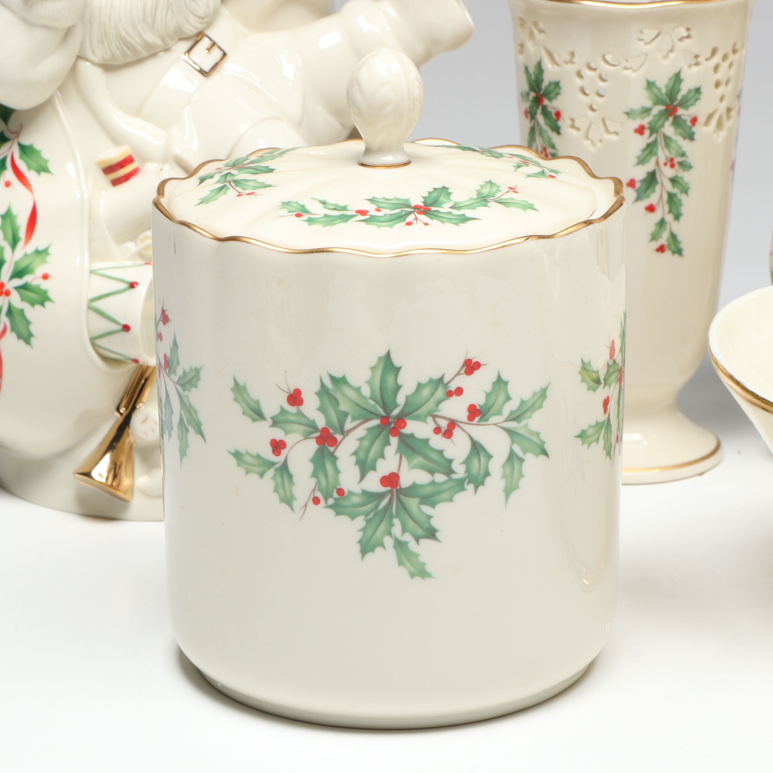 Lenox "Holiday" Biscuit Barrel, Vase and More Christmas Tableware