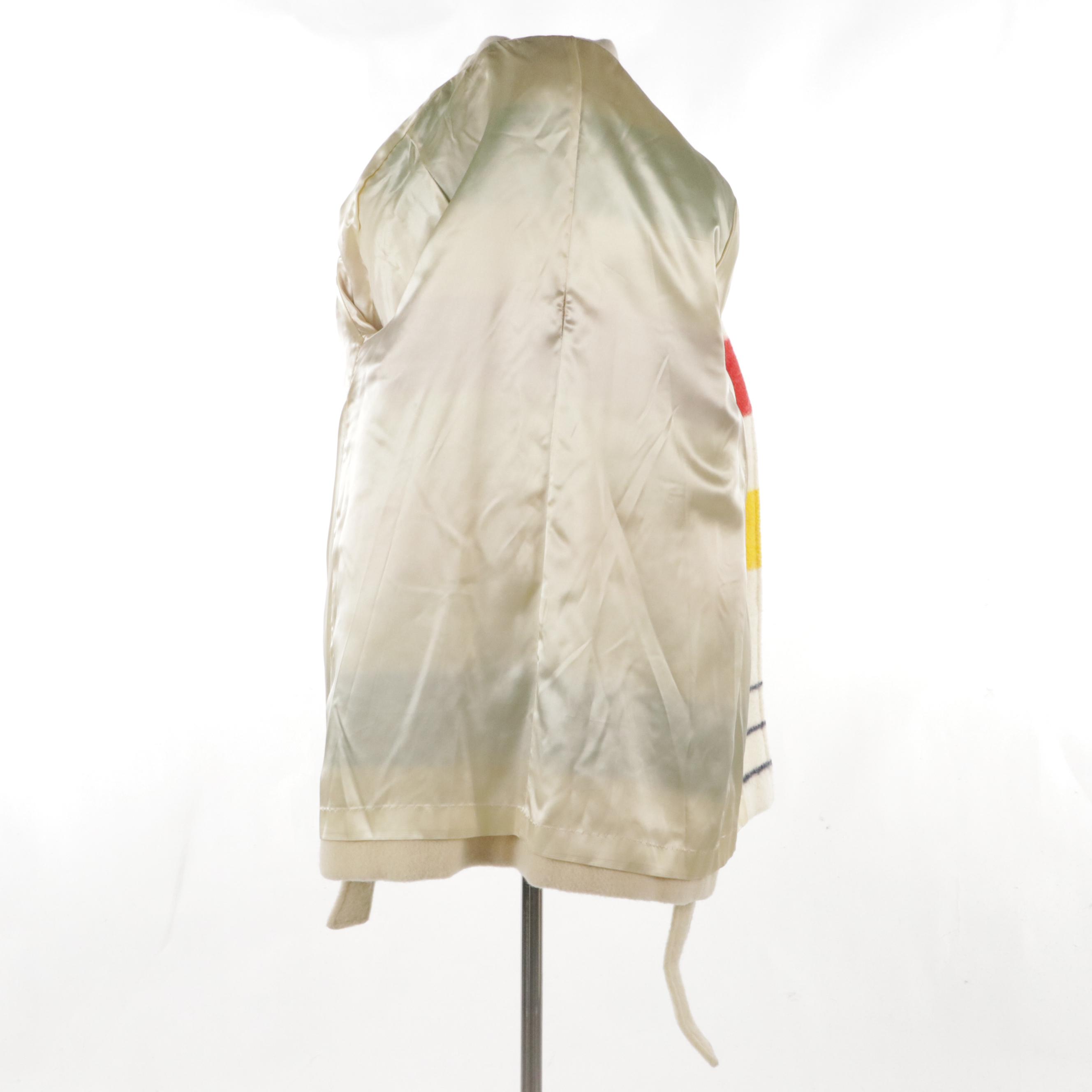 Vintage Hudson Bay Multicolored Striped Wool Belted Blanket Coat