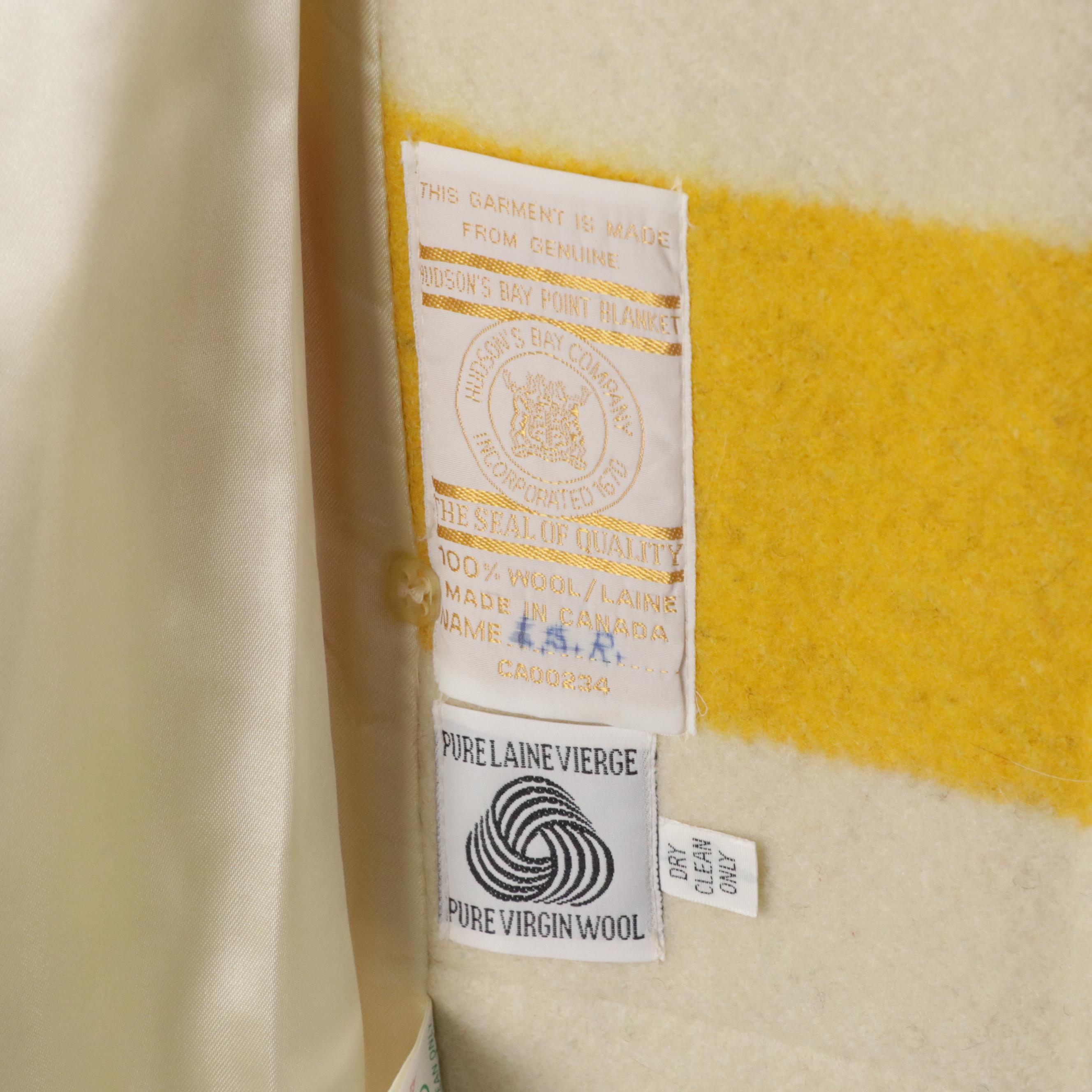 Vintage Hudson Bay Multicolored Striped Wool Belted Blanket Coat