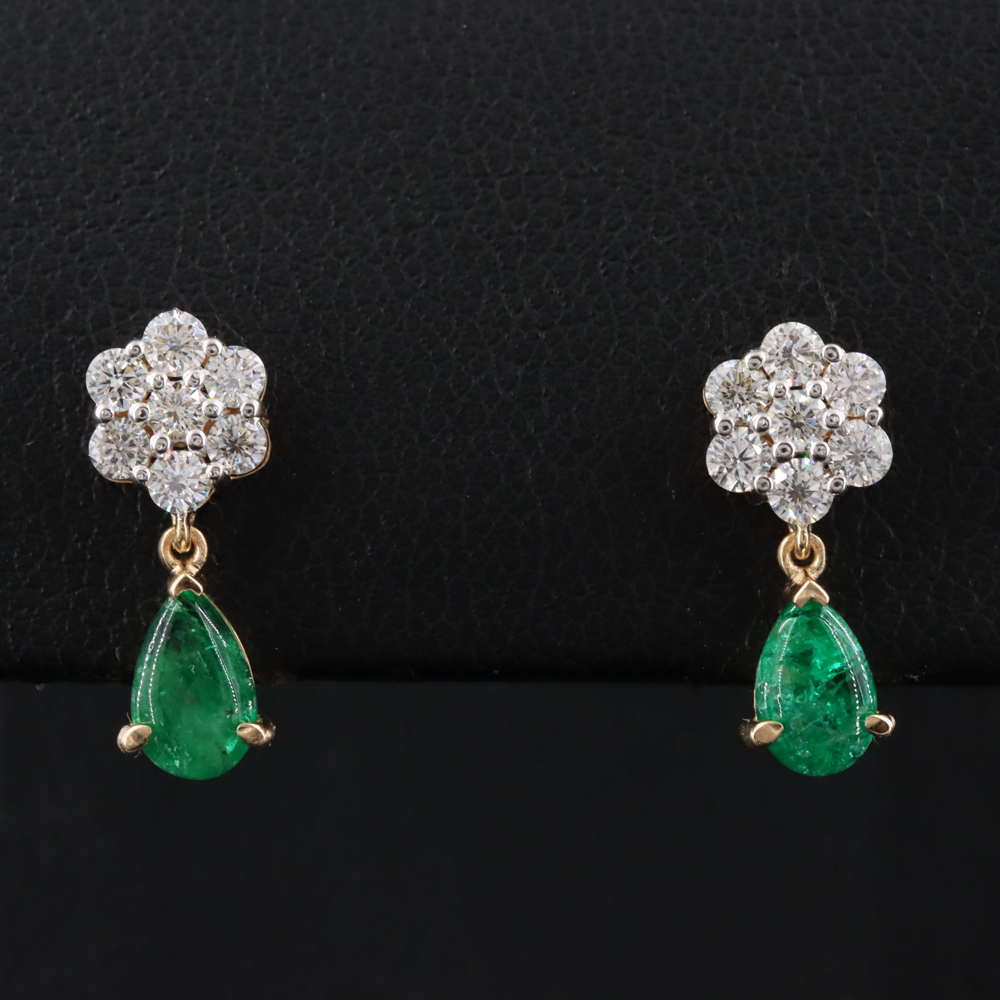 18K 1.03 CTW Emerald and Diamond Earrings