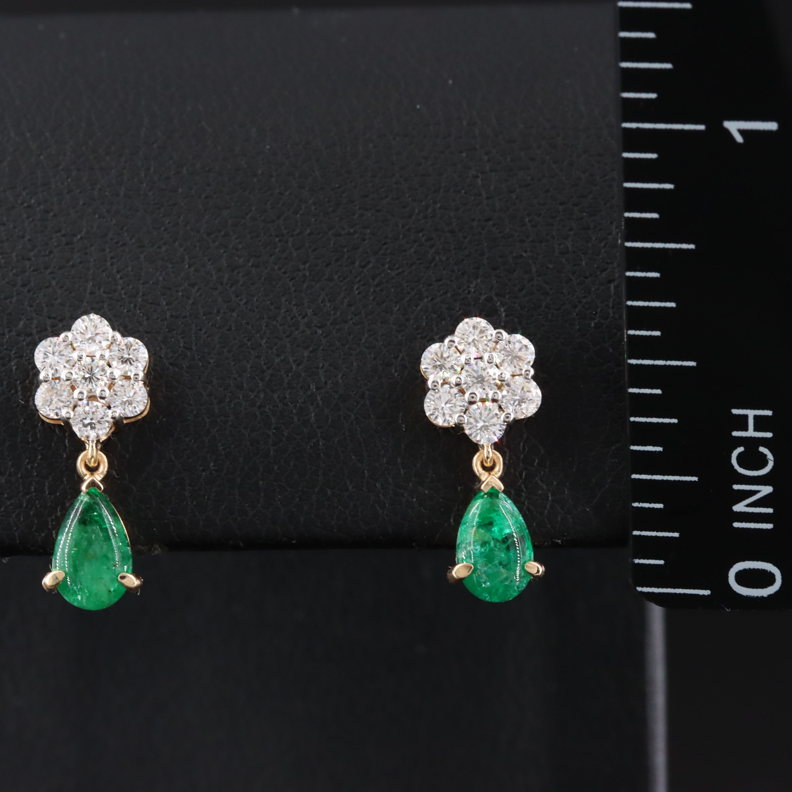 18K 1.03 CTW Emerald and Diamond Earrings