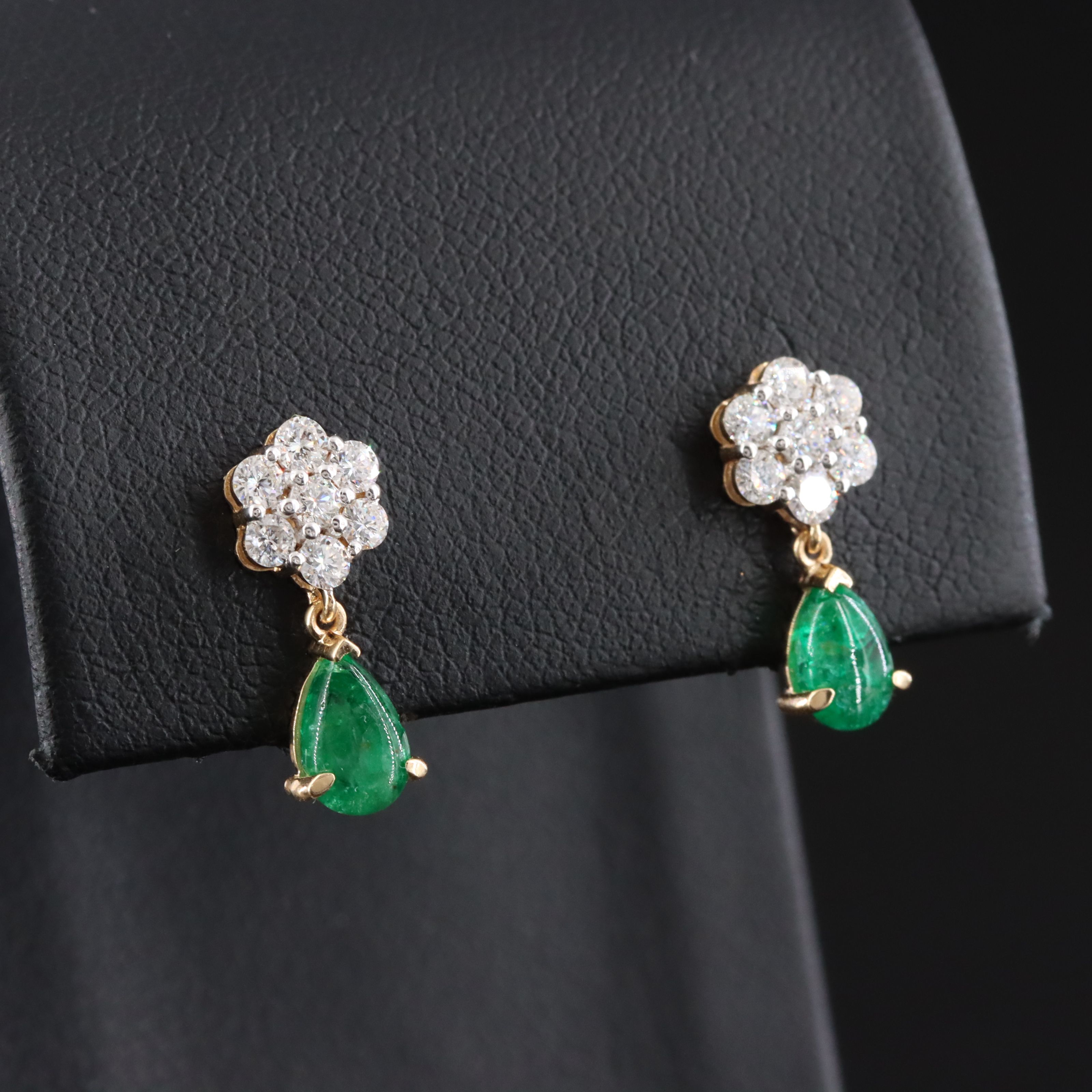 18K 1.03 CTW Emerald and Diamond Earrings