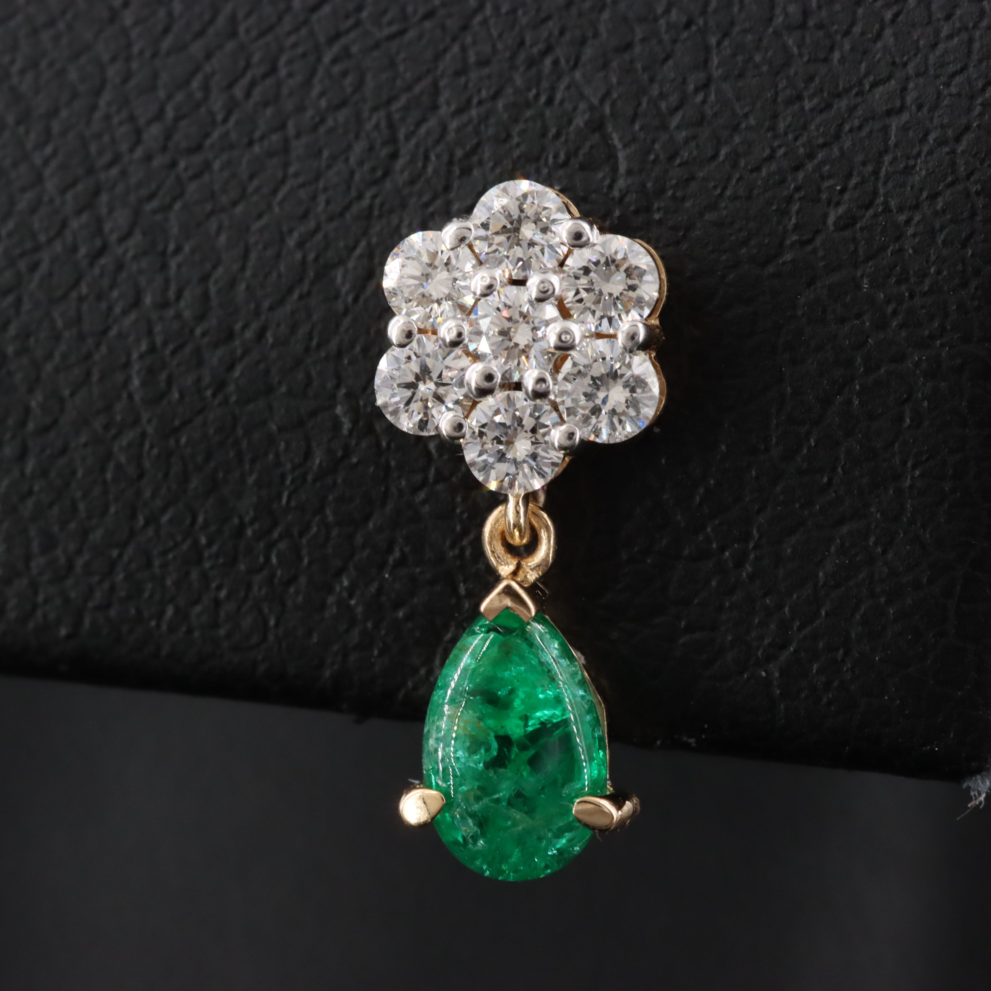 18K 1.03 CTW Emerald and Diamond Earrings