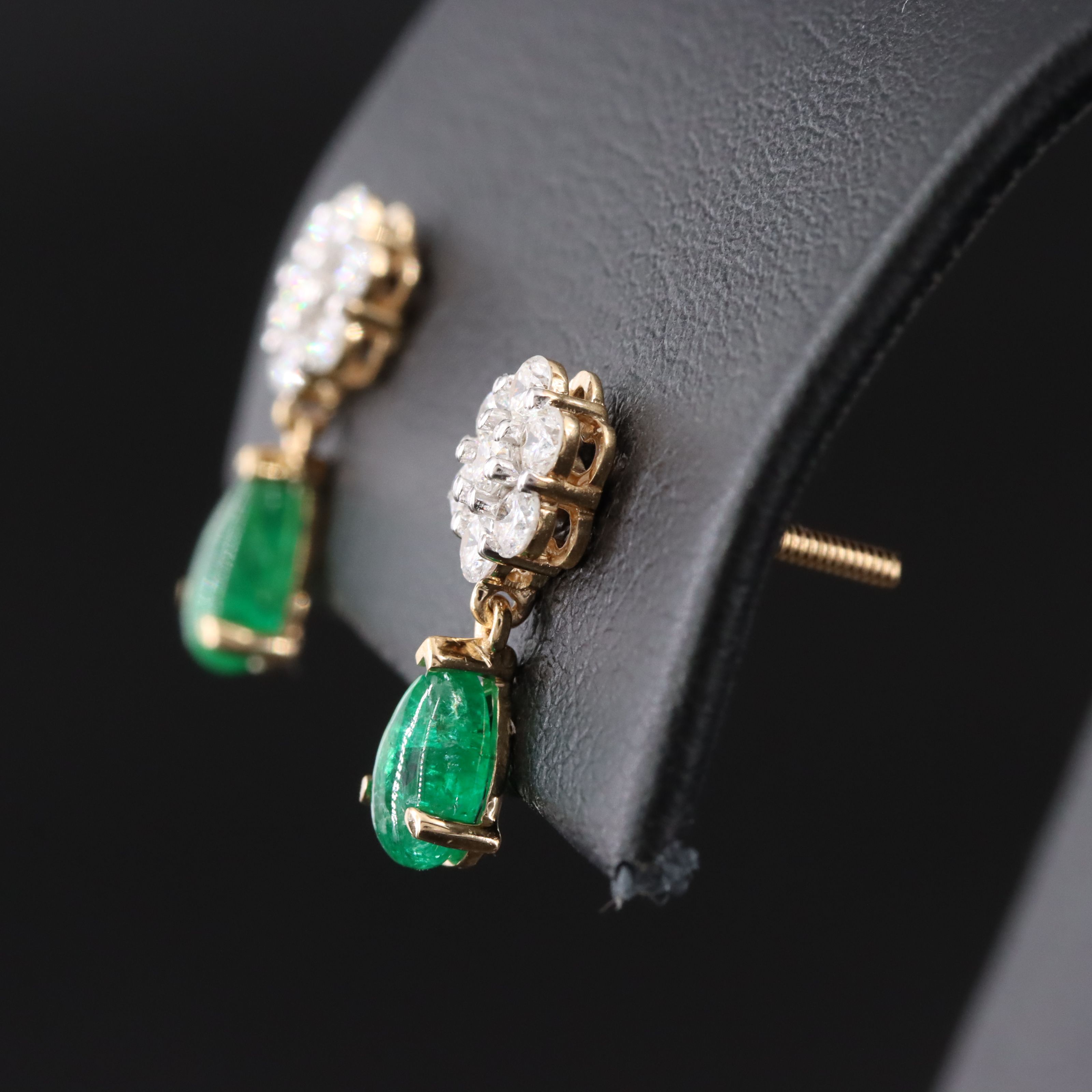 18K 1.03 CTW Emerald and Diamond Earrings