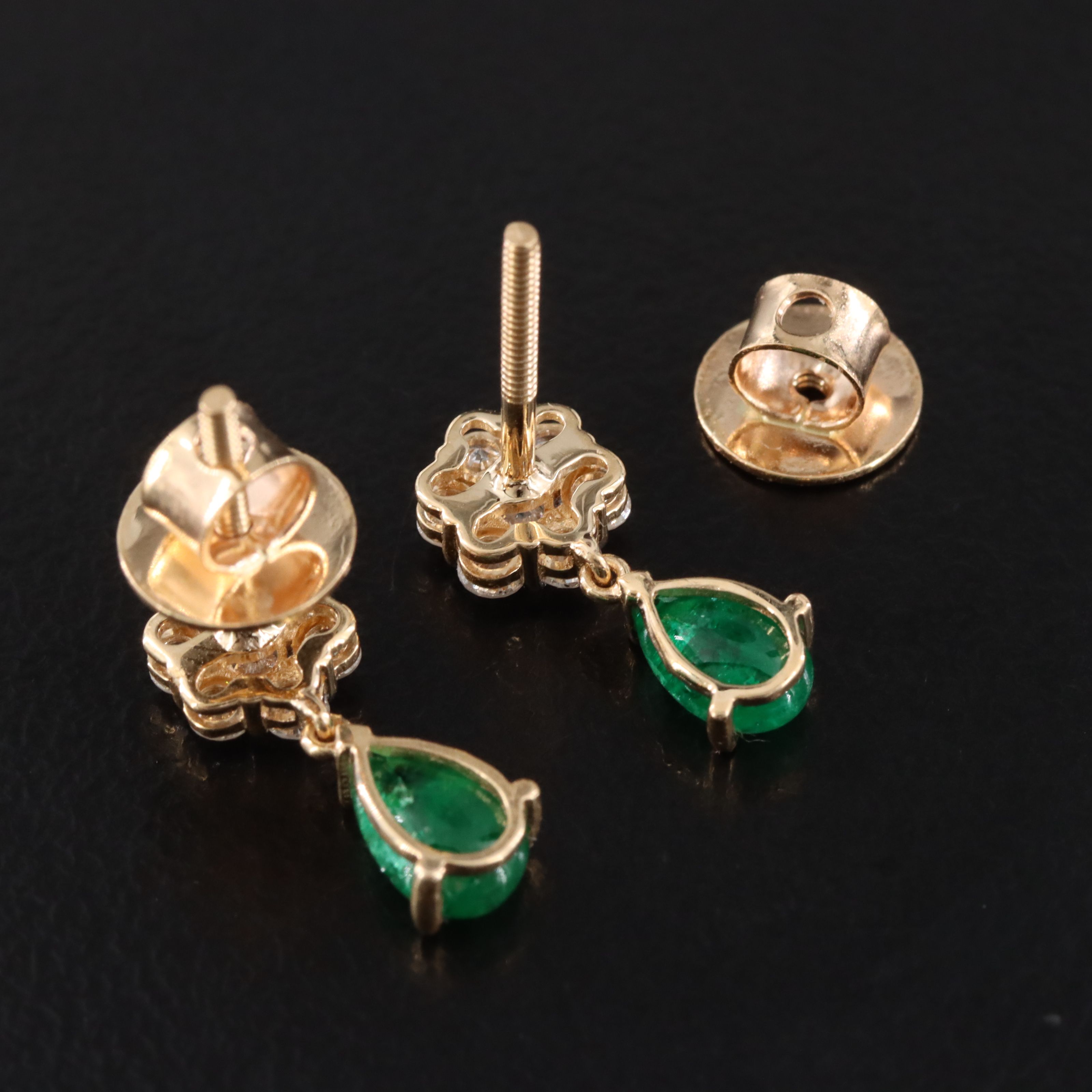 18K 1.03 CTW Emerald and Diamond Earrings