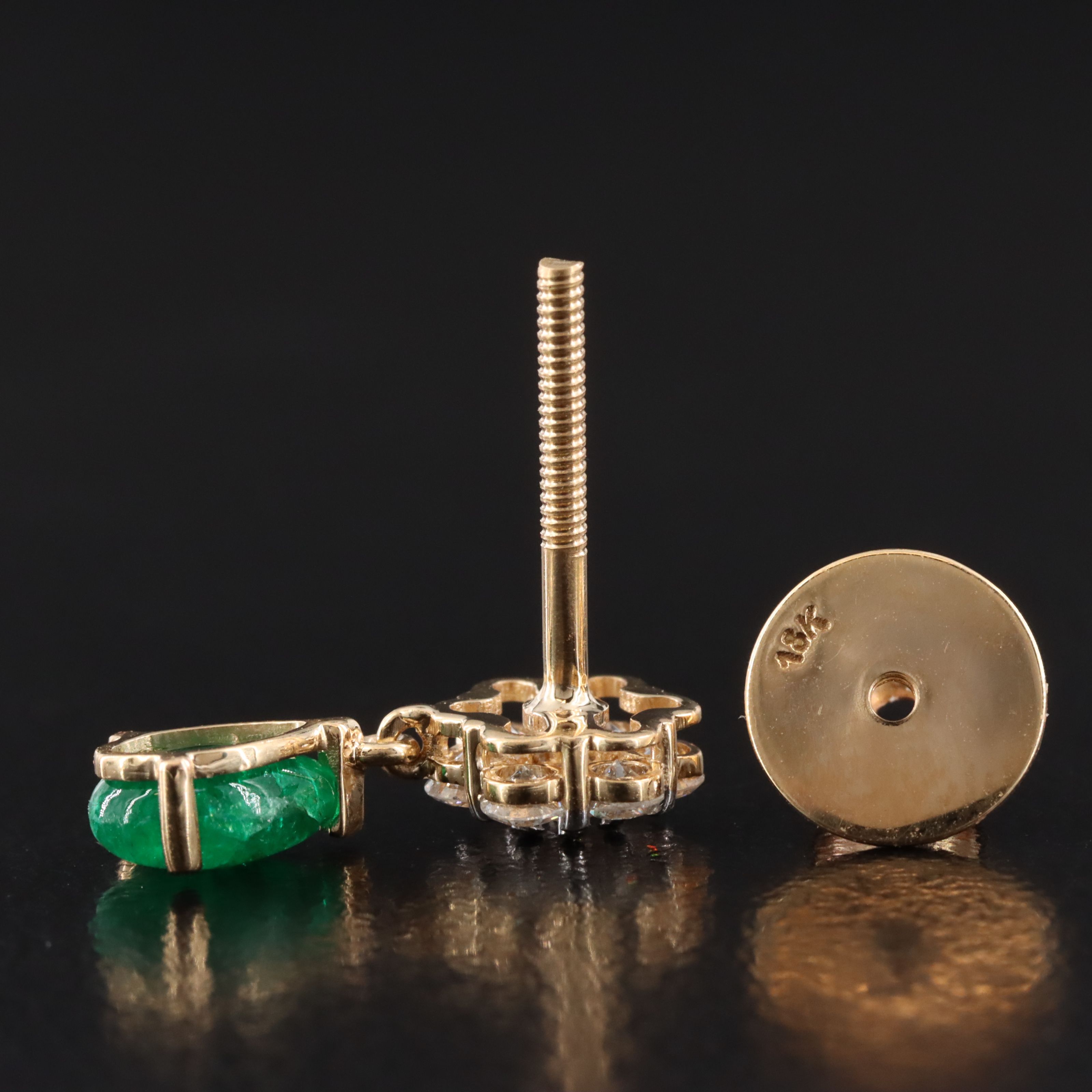 18K 1.03 CTW Emerald and Diamond Earrings