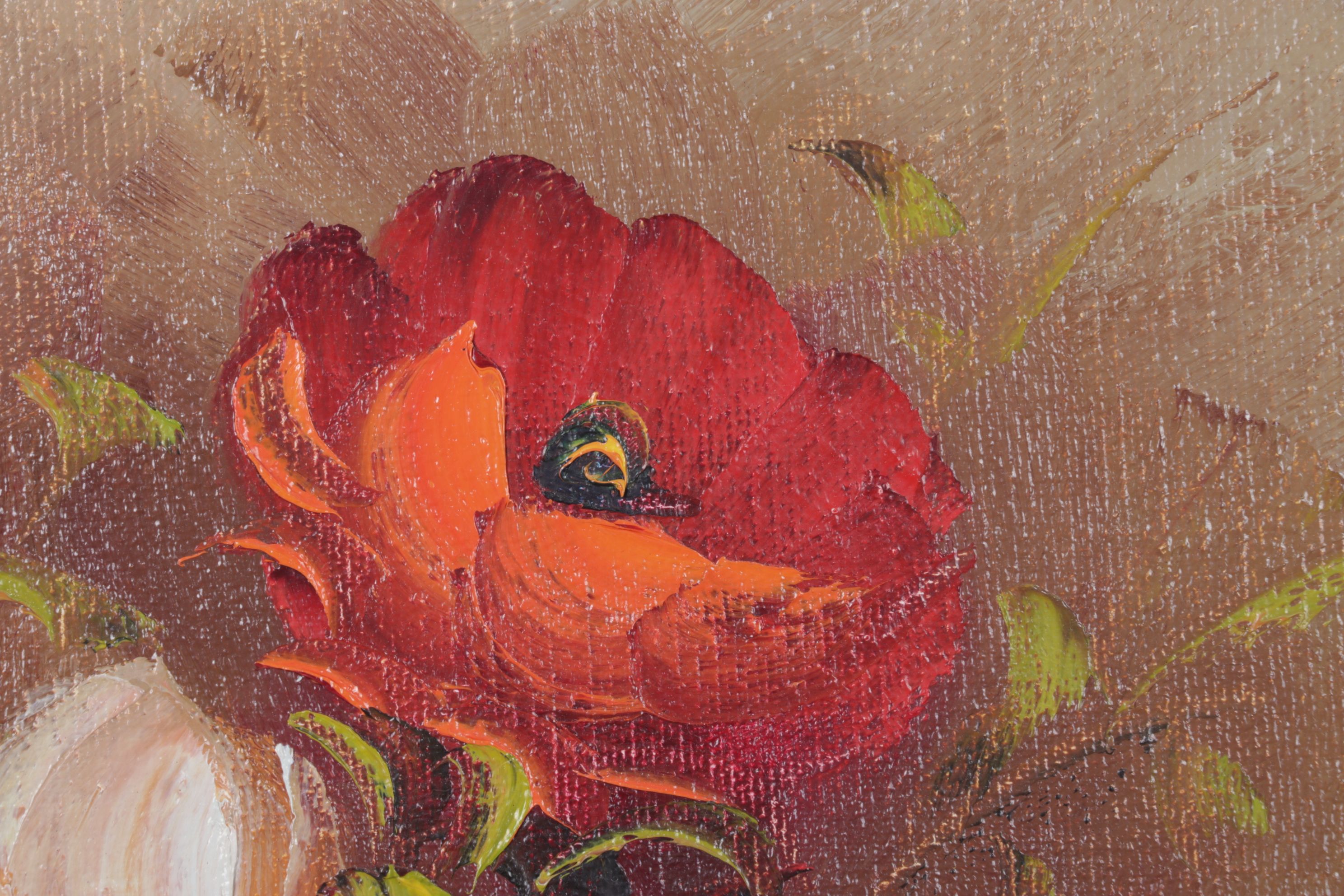 Roy Pasanault Impressionist Still Life Oil Painting of Bouquet of Flowers