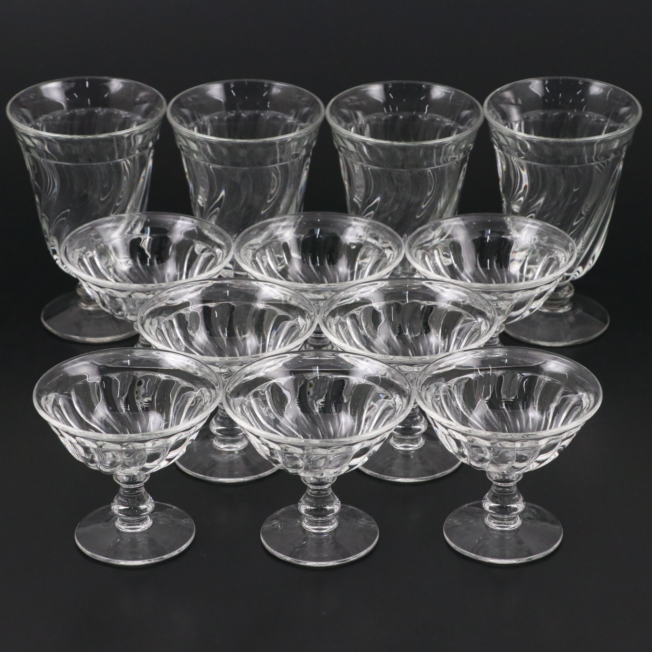 Fostoria "Colony" Glass Iced Tea and Tall Sherbet Glasses