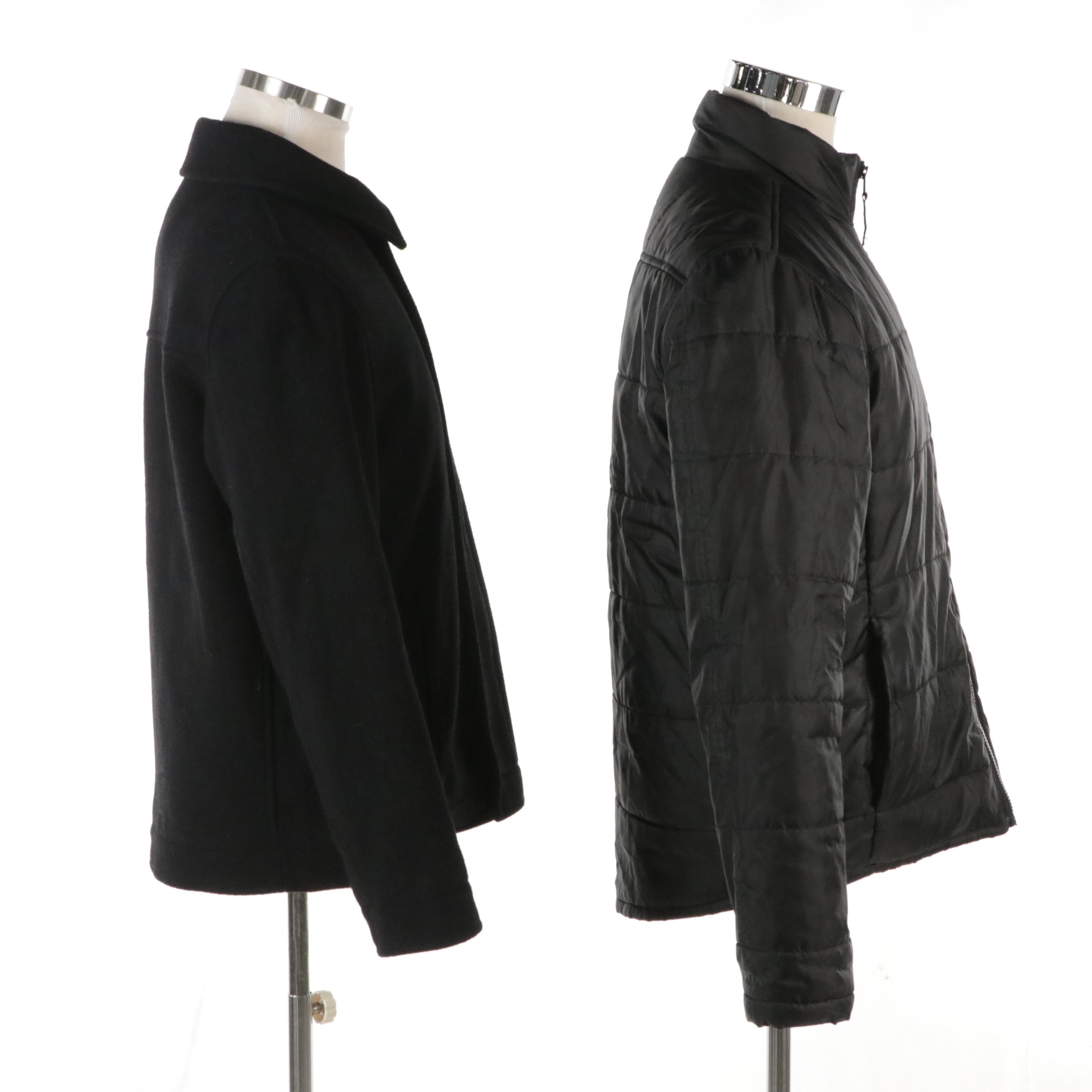 Men's Alfani Black Wool Bomber Jacket and Timberland Puffer Jacket