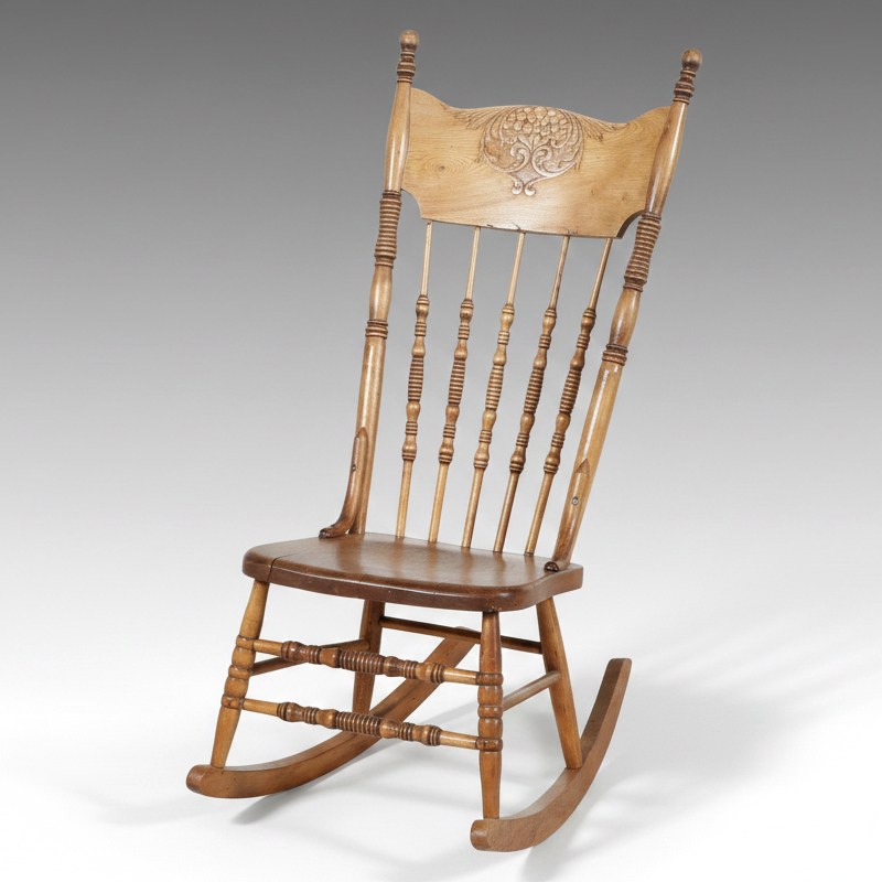 Victorian Press-Carved Oak Rocking Chair, Late 19th/ Early 20th Century