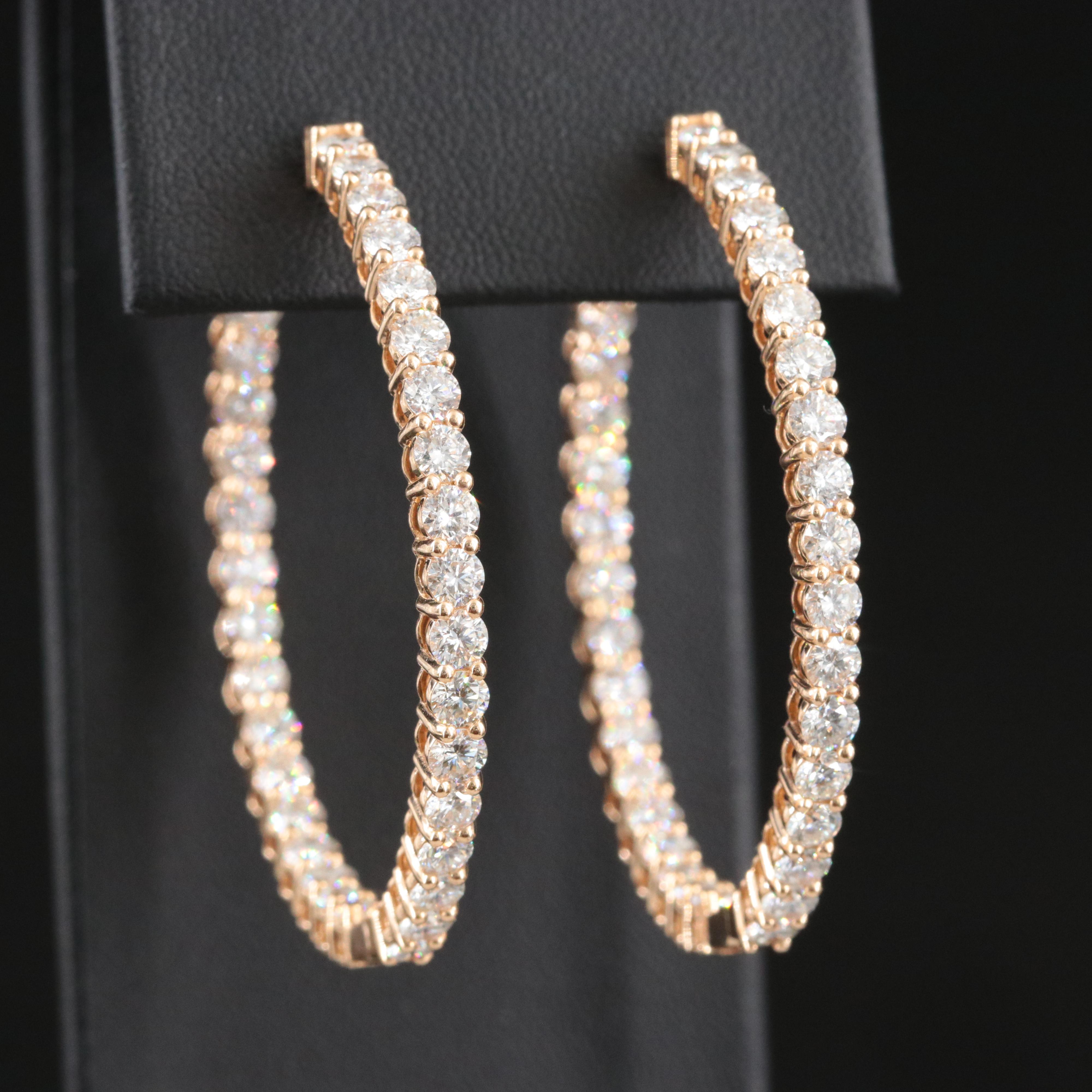 18K 7.08 CT Diamond Inside-Out Hoop Earrings