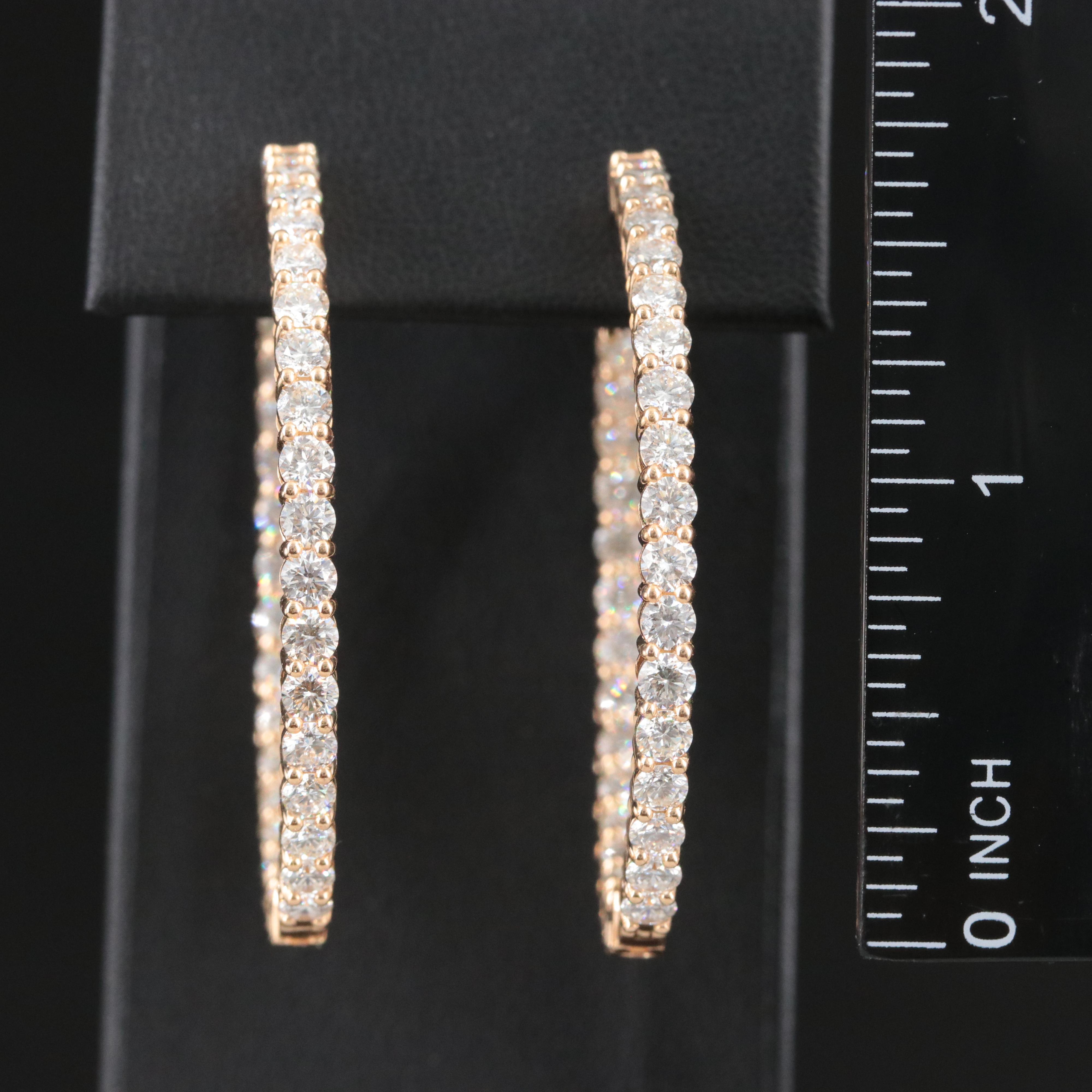 18K 7.08 CT Diamond Inside-Out Hoop Earrings