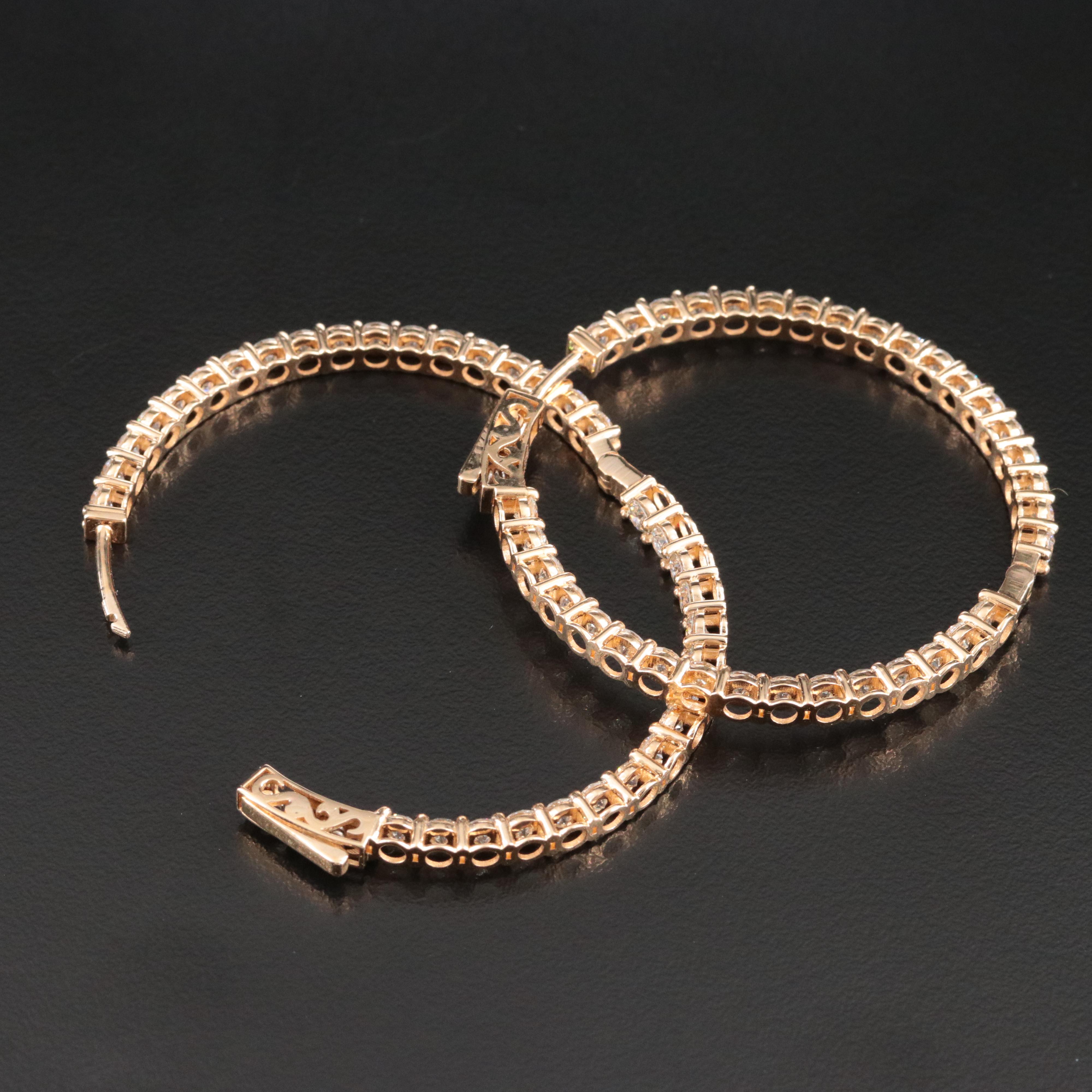 18K 7.08 CT Diamond Inside-Out Hoop Earrings