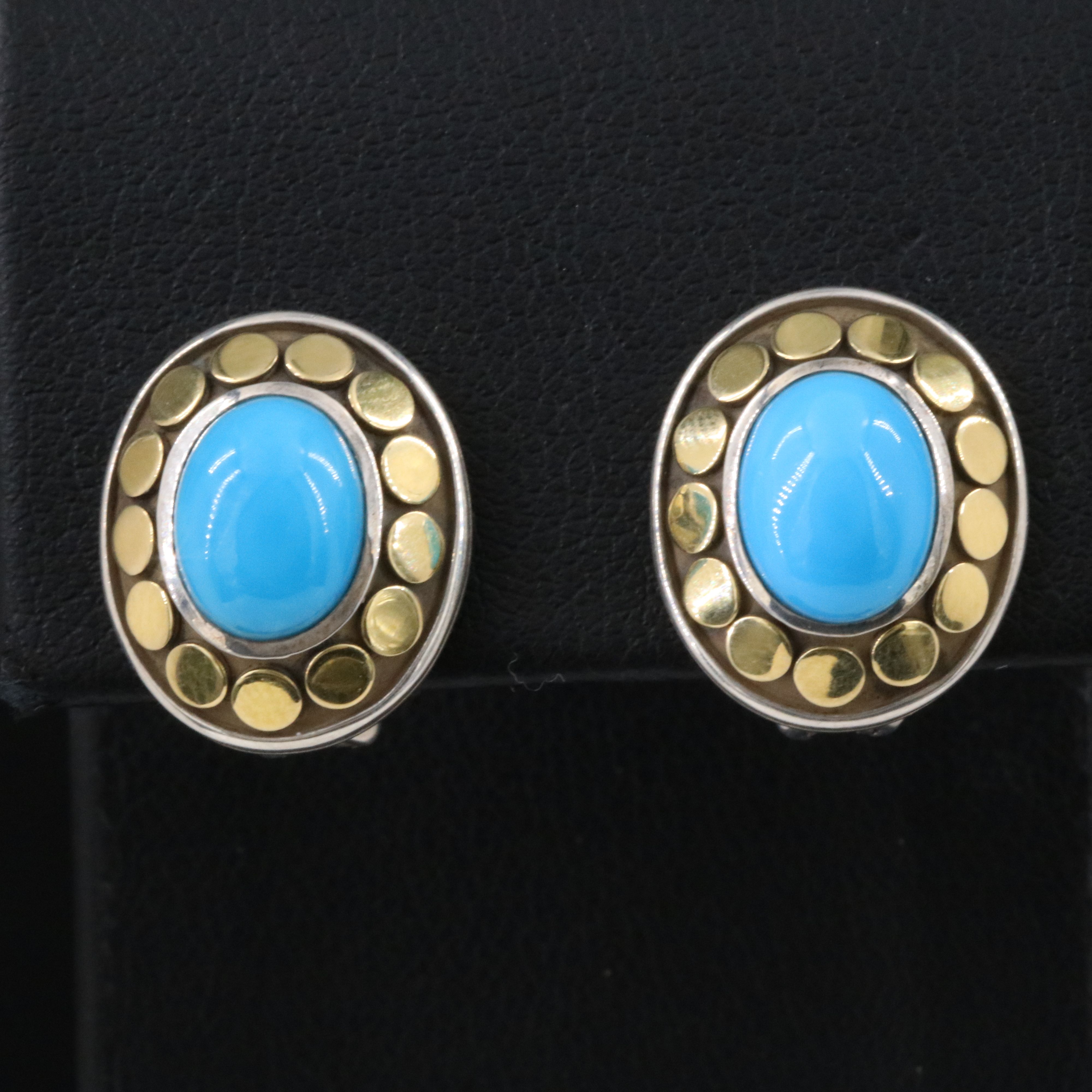 John Hardy Dot Sterling and Bonded 18K Turquoise Oval Earrings