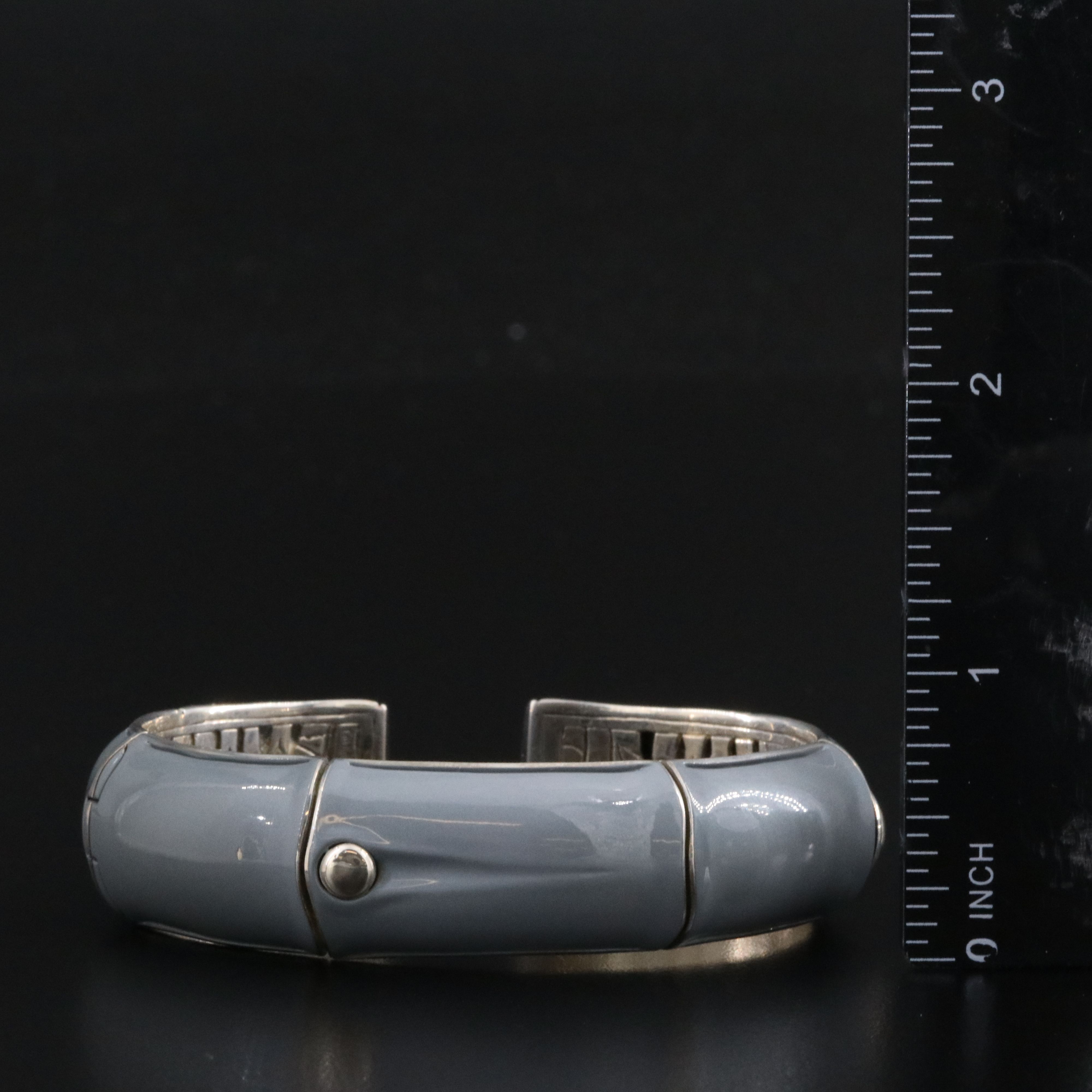 John Hardy Bamboo Sterling and Gray Enamel Cuff Bracelet