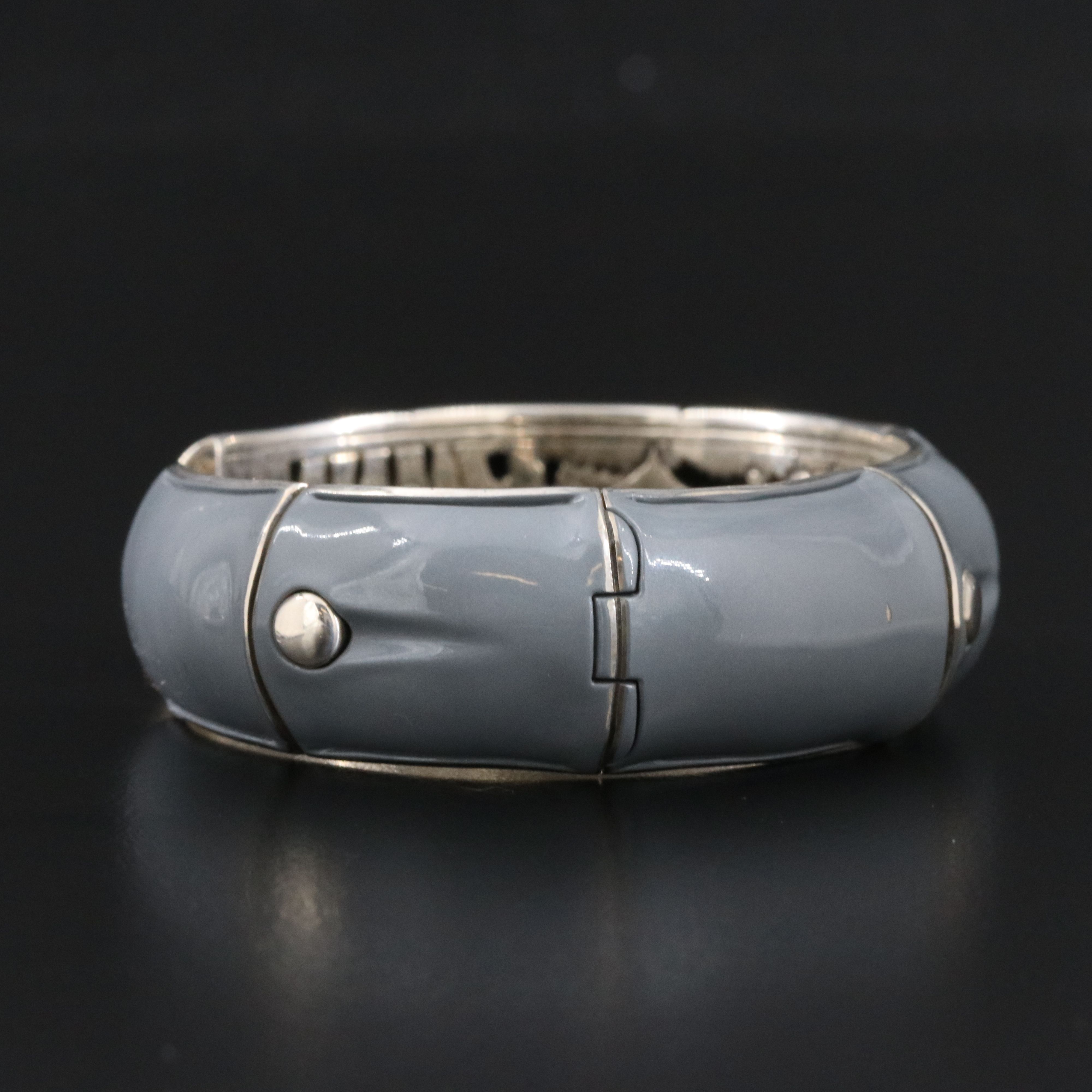 John Hardy Bamboo Sterling and Gray Enamel Cuff Bracelet