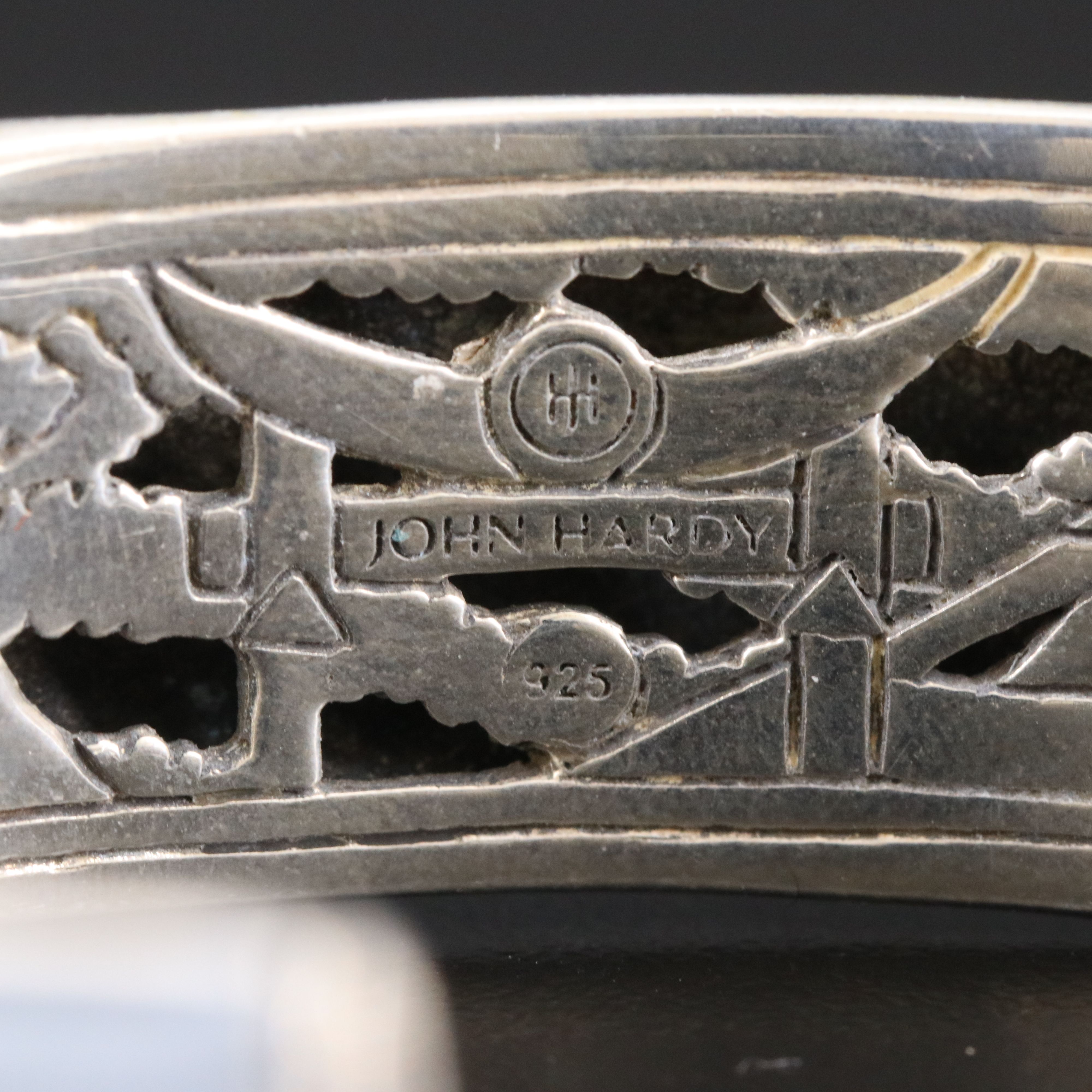 John Hardy Bamboo Sterling and Gray Enamel Cuff Bracelet