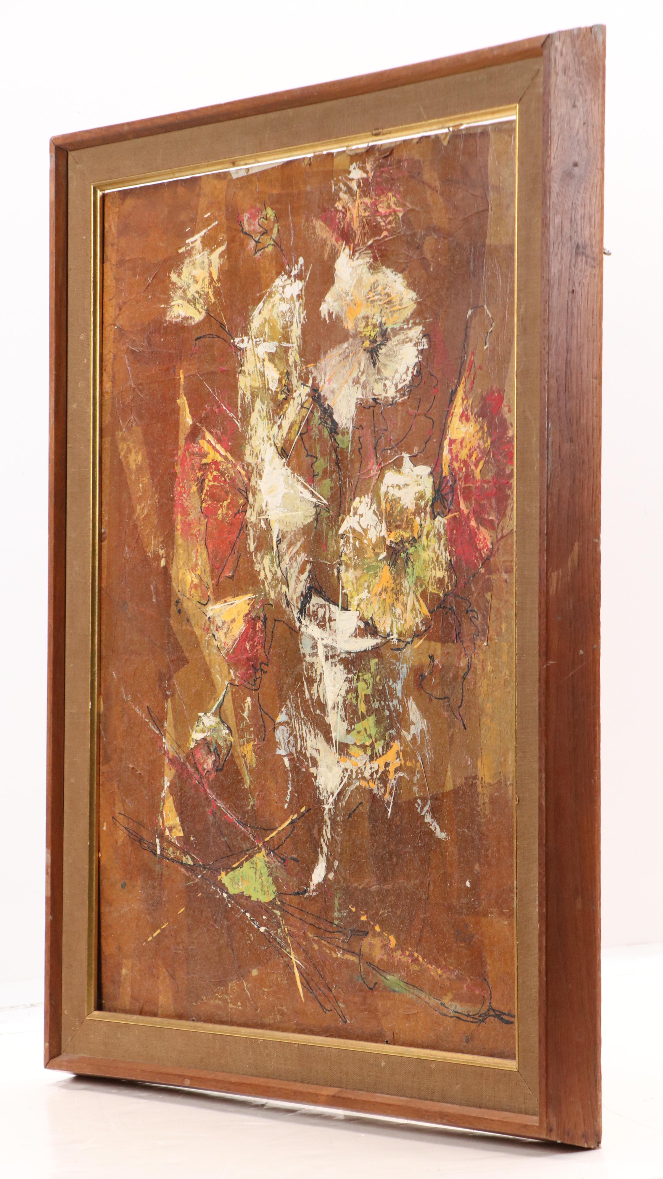 Abstract Expressionistic Floral Still Life, Late 20th Century