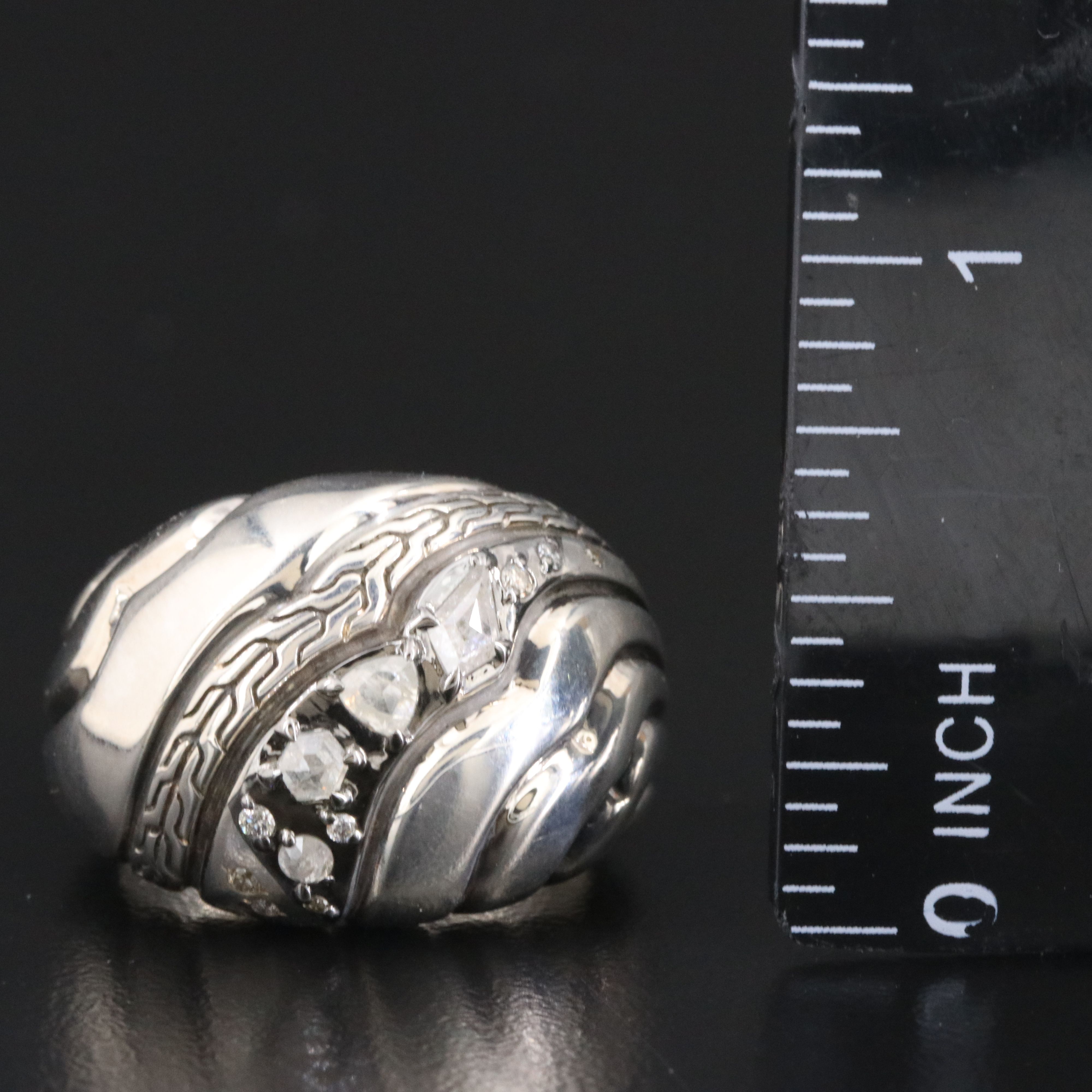 John Hardy Lahar Sterling Diamond Dome Ring