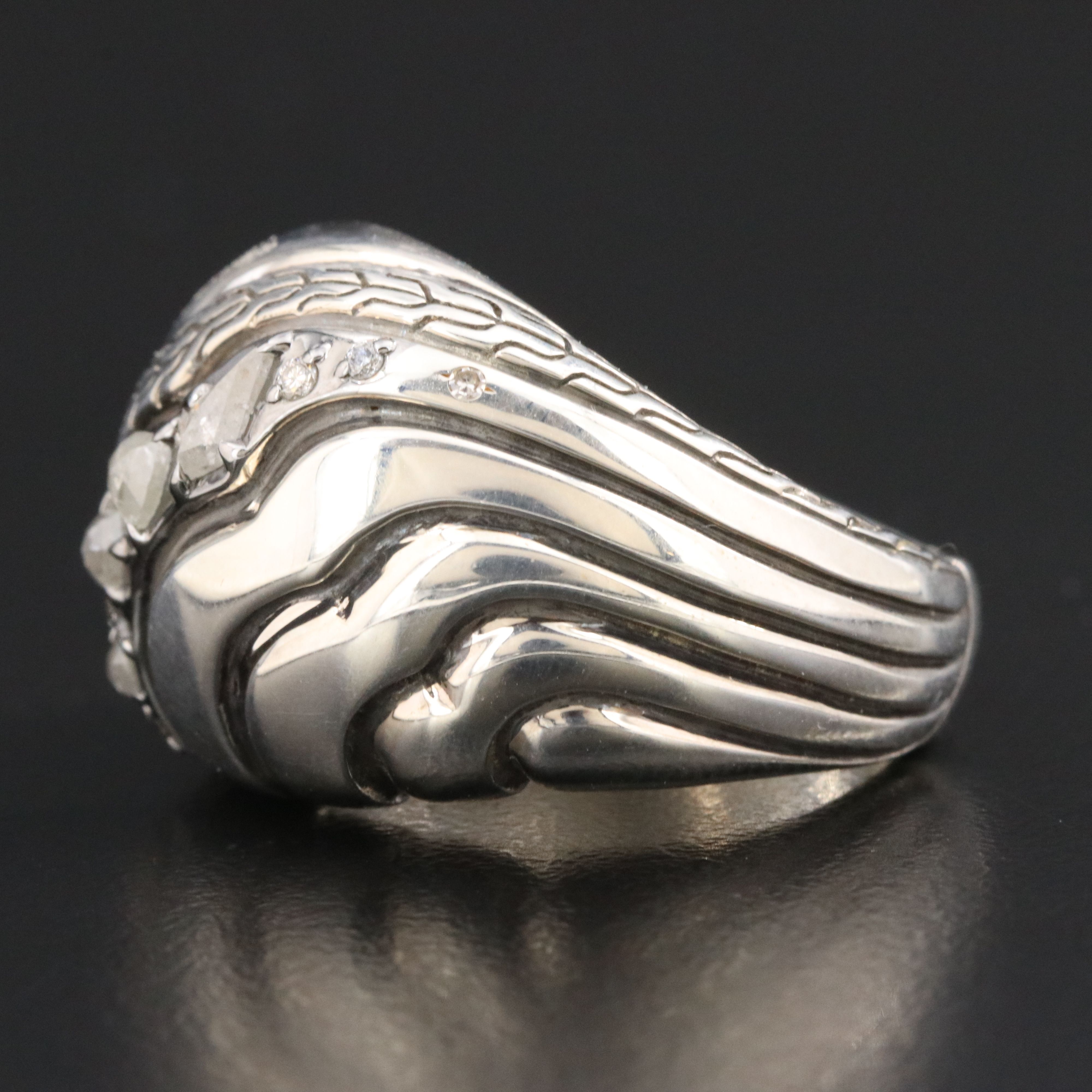 John Hardy Lahar Sterling Diamond Dome Ring