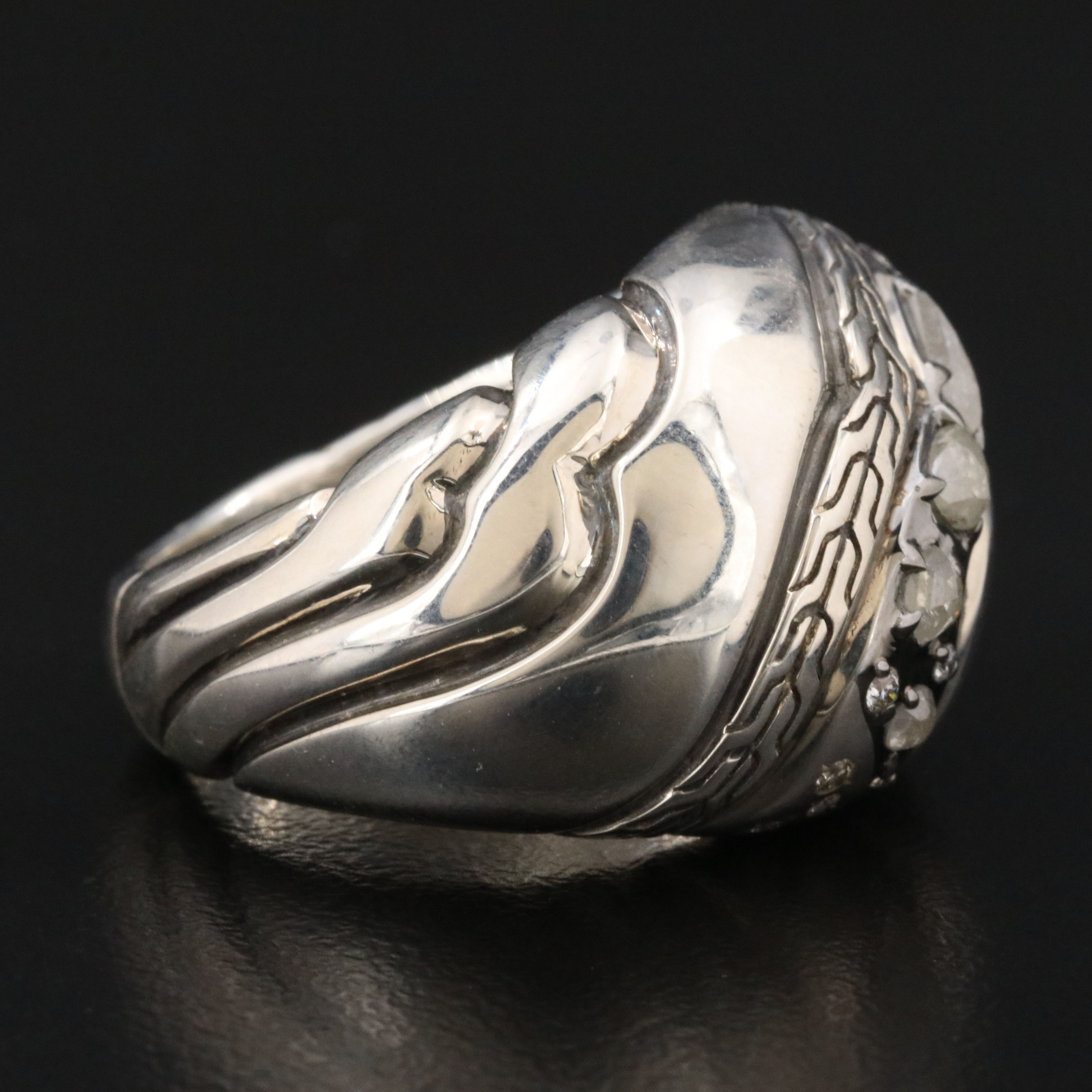 John Hardy Lahar Sterling Diamond Dome Ring