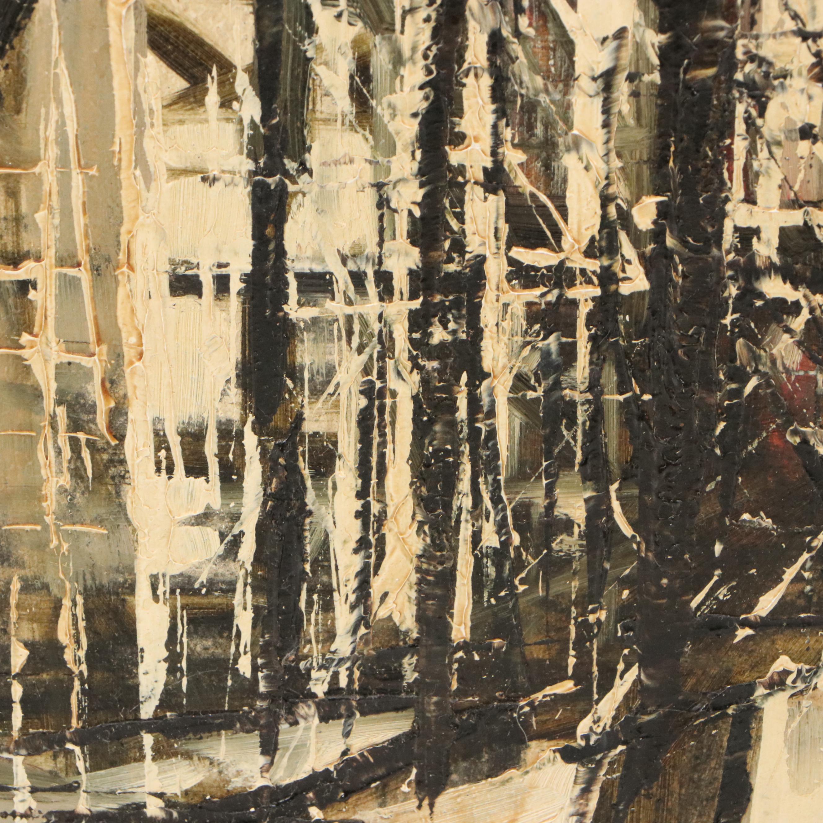 James Groody Oil Painting of Abstract Cityscape