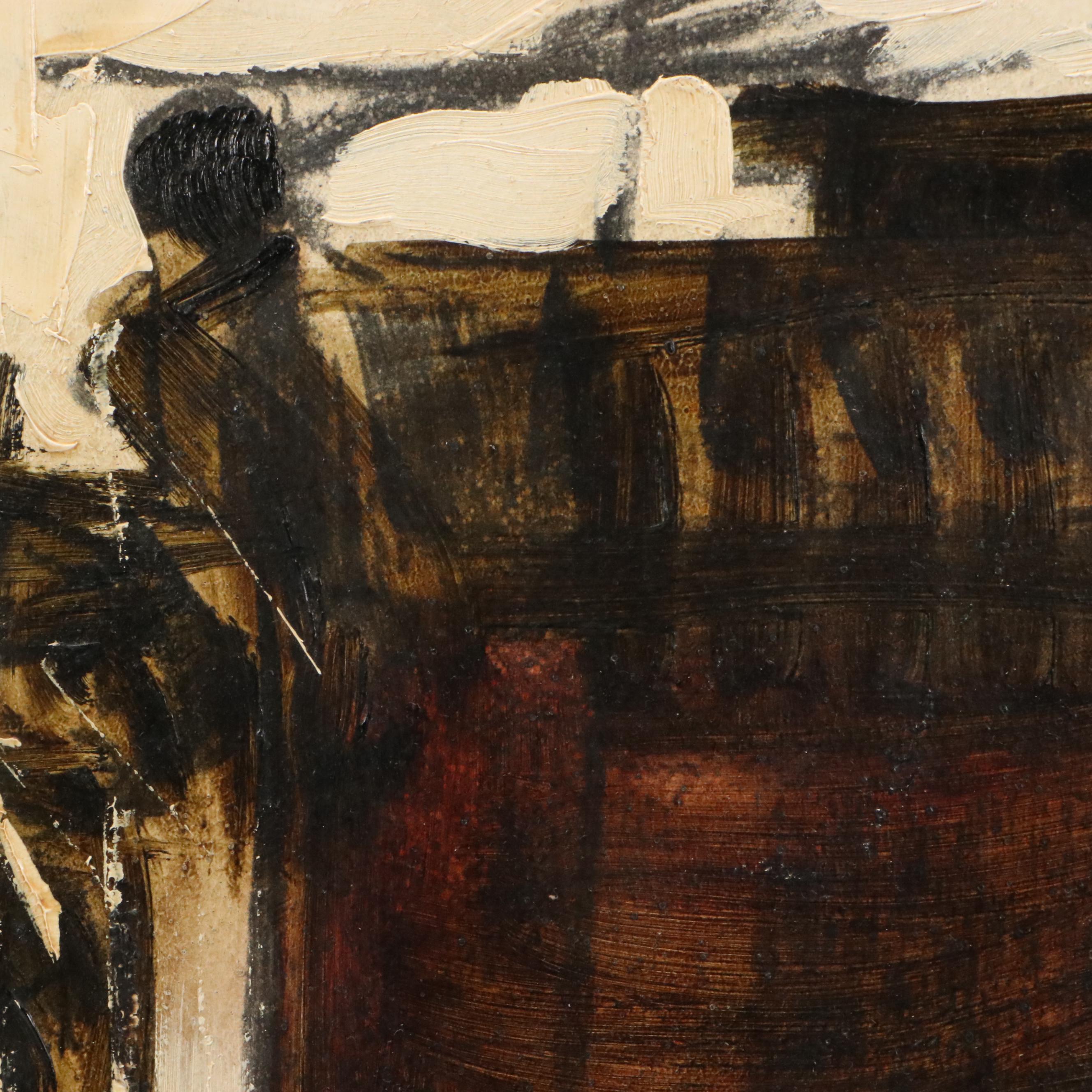 James Groody Oil Painting of Abstract Cityscape