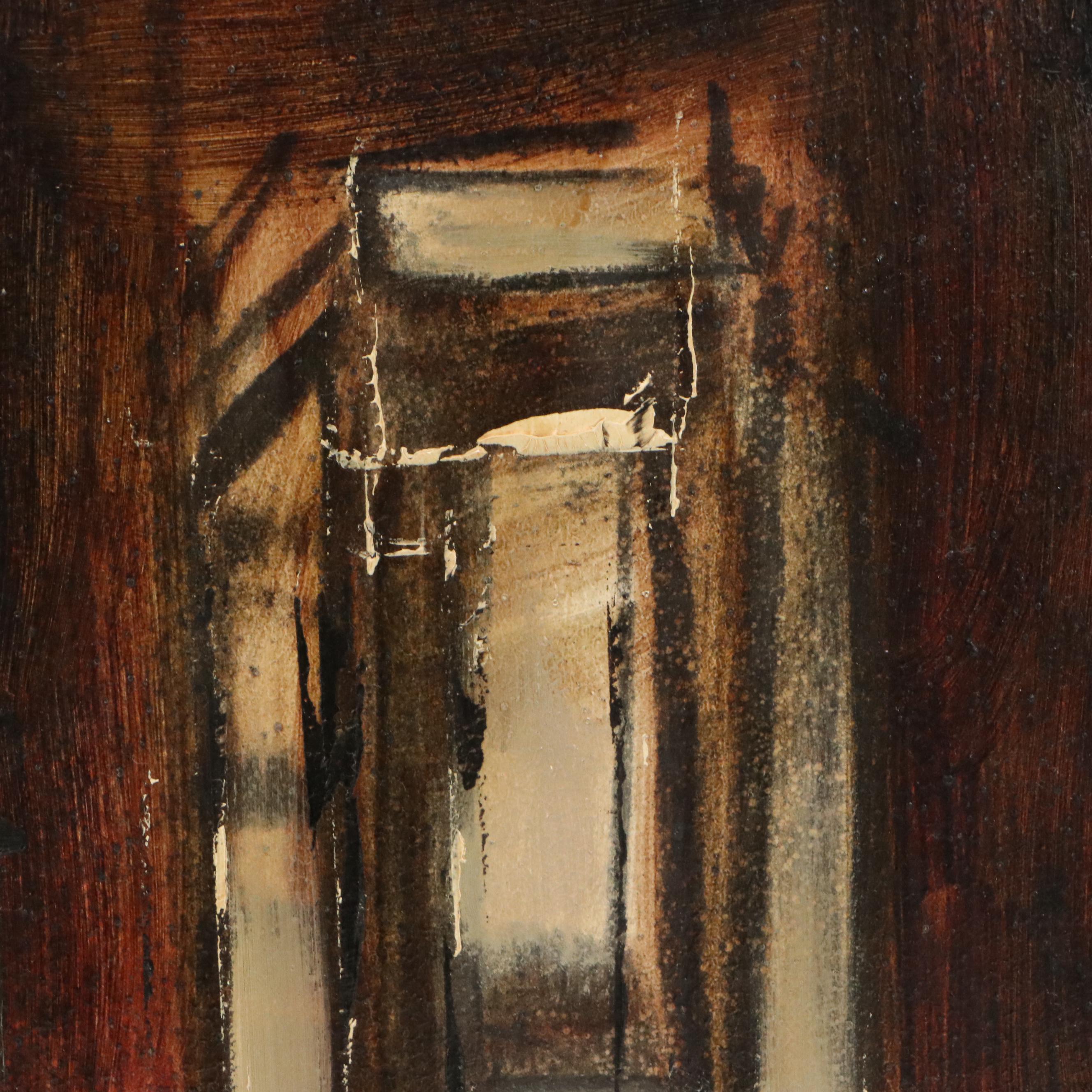 James Groody Oil Painting of Abstract Cityscape